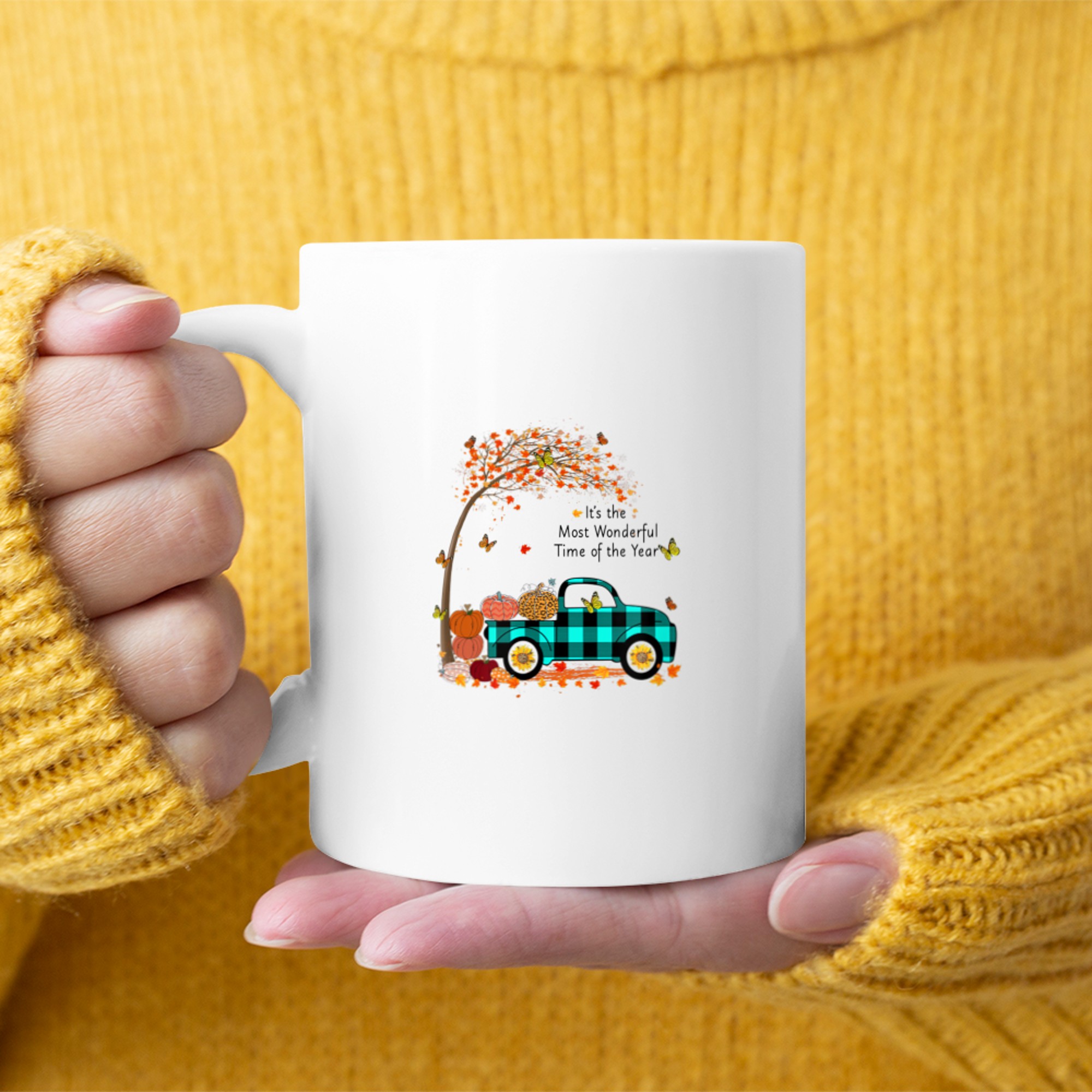 It's the Most Wonderful Time of the Year Hello Fall Vintage mug white