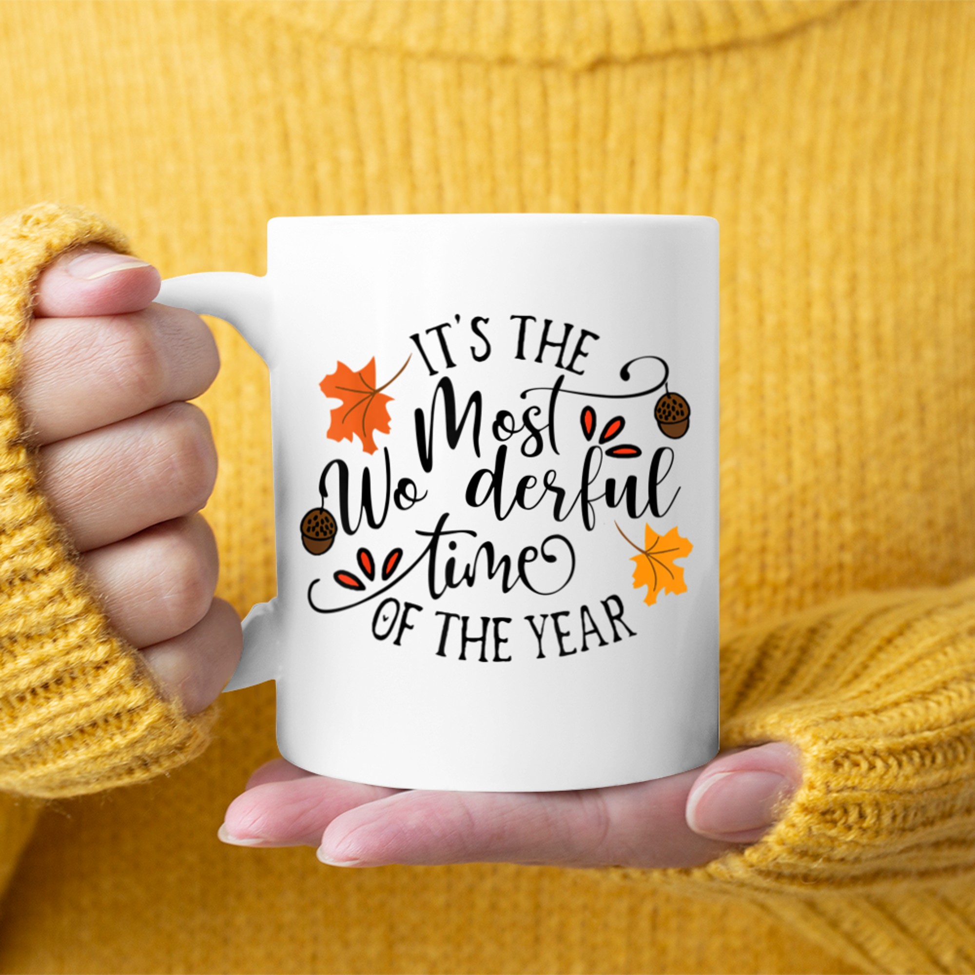 It's The Most Wonderful Time Of The Year Pumpkin Autumn Fall (3) mug white