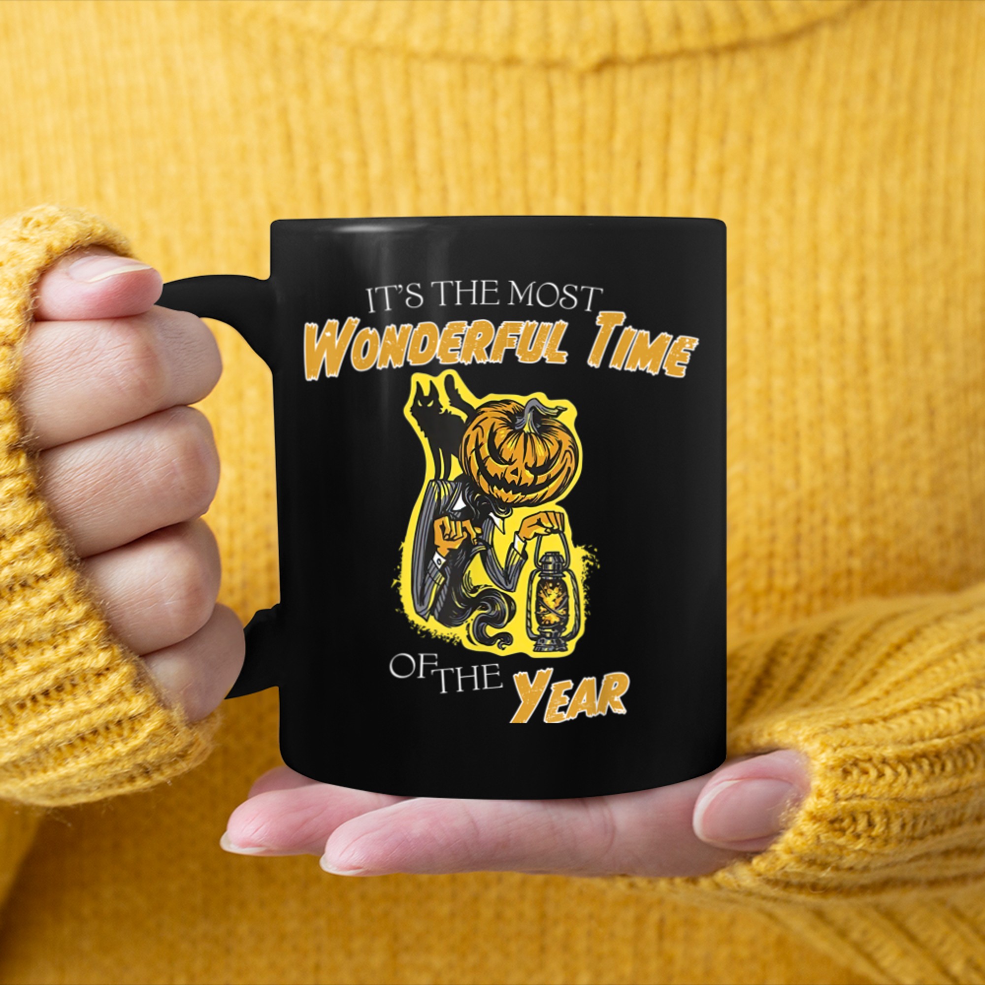 It's The Most Wonderful Time Of The Year Pumpkin Man mug black