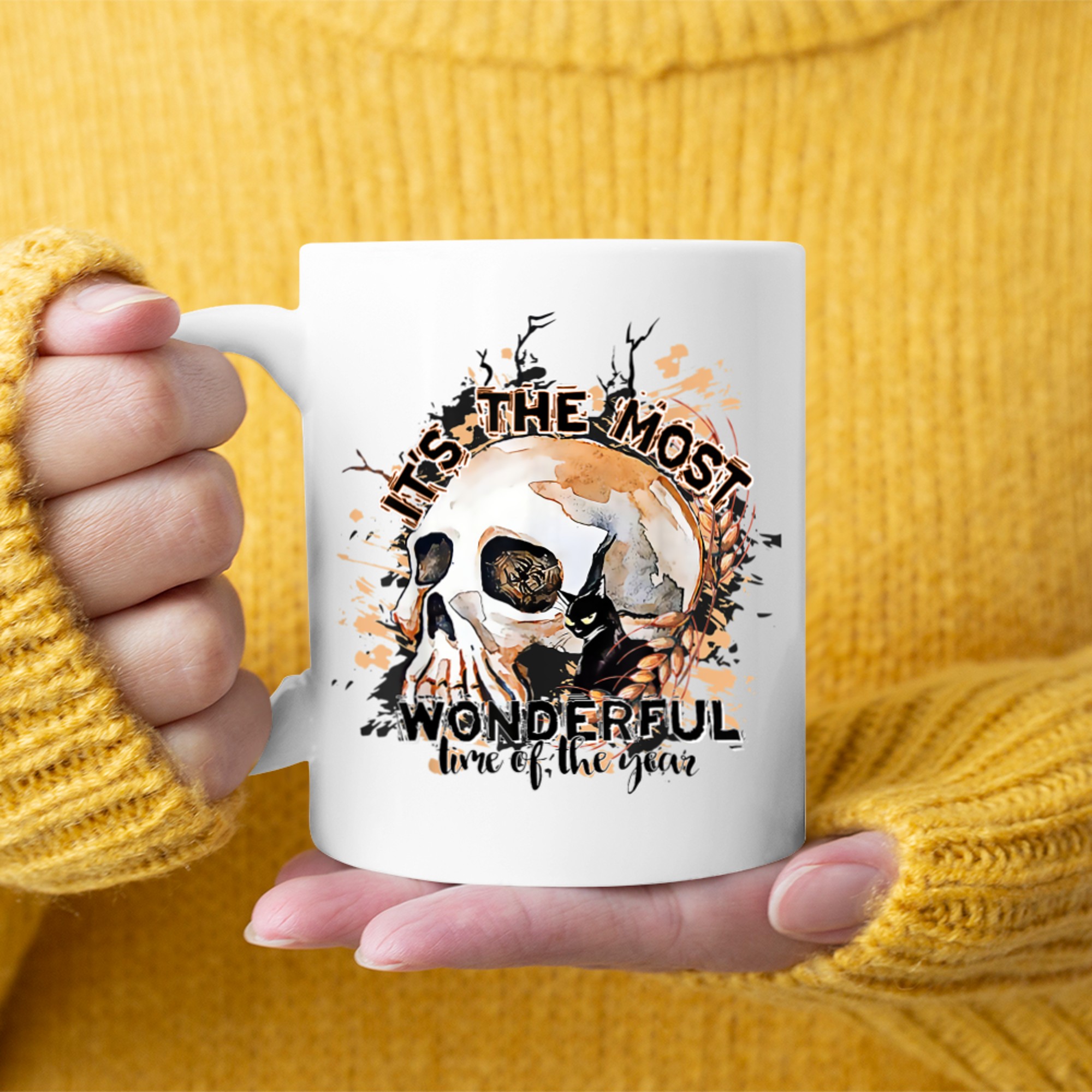 It's The Most Wonderful Time Of The Year Skeleton Halloween (1) mug white