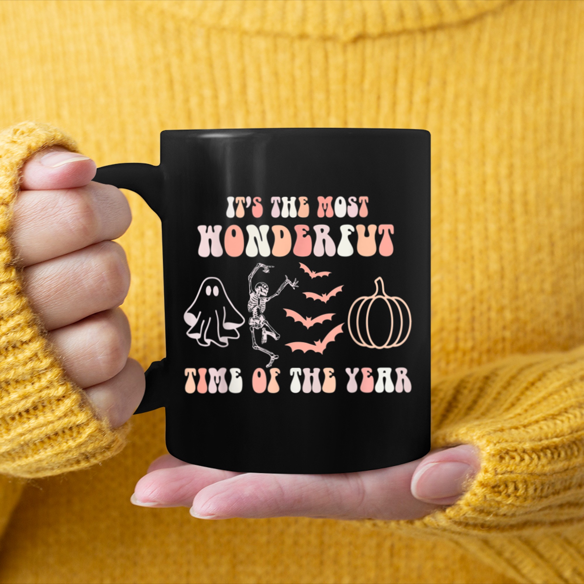 It's The Most Wonderful Time Of The Year Skeleton Halloween (2) mug black