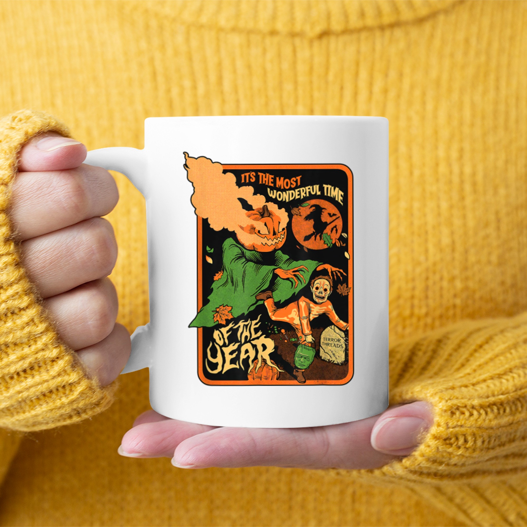 It's The Most Wonderful Time Of The Year, Vintage Halloween mug white