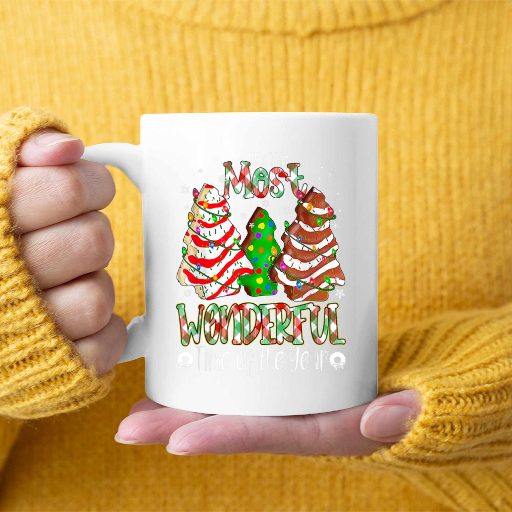 It's The Most Wonderful Time Of Year Christmas Tree Cakes mug white