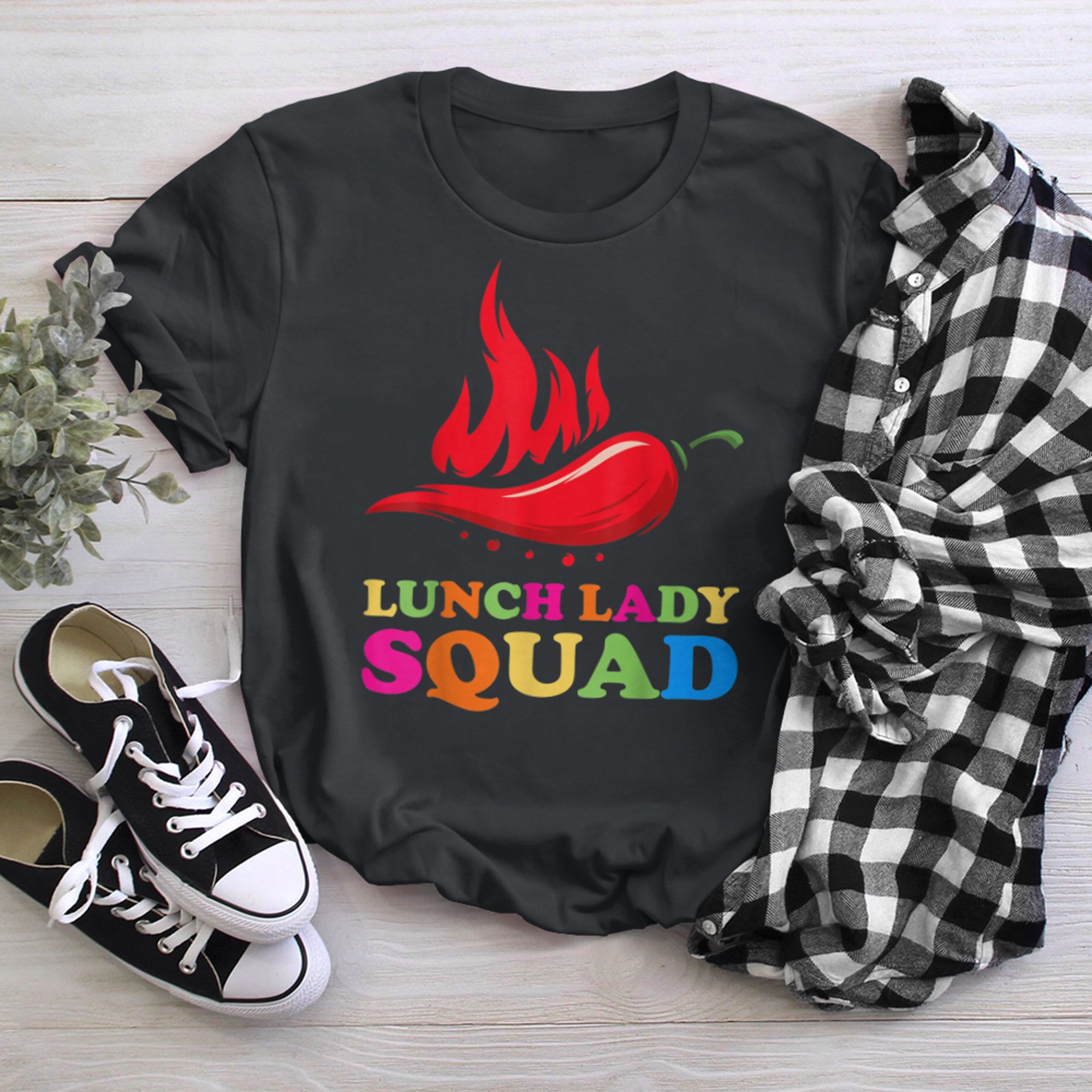 Lunch Lady Squad Cafeteria Crew School Lunch Ladies Chili t-shirt black