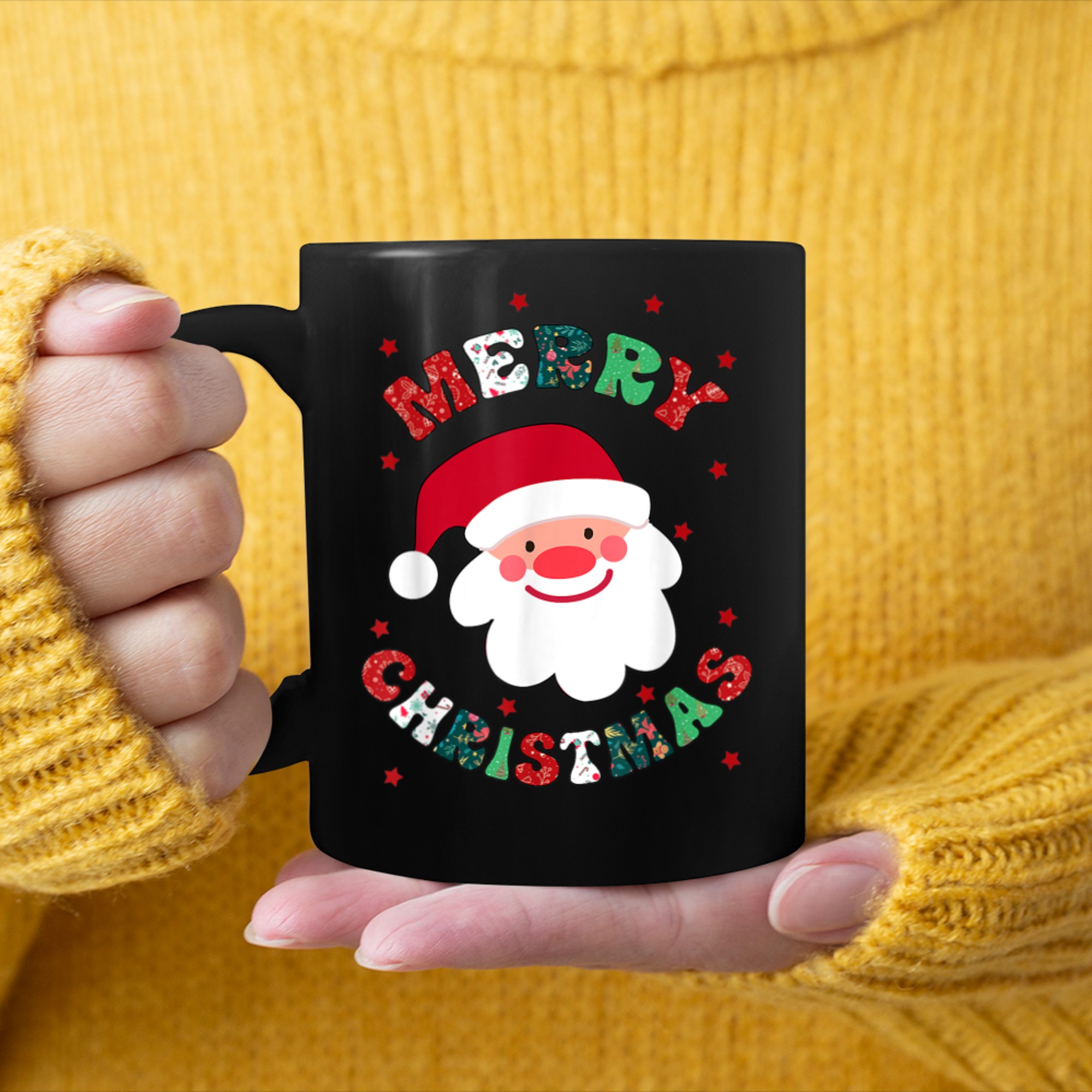 Merry Christmas Cute Santa Claus Matching Family Christmas mug black