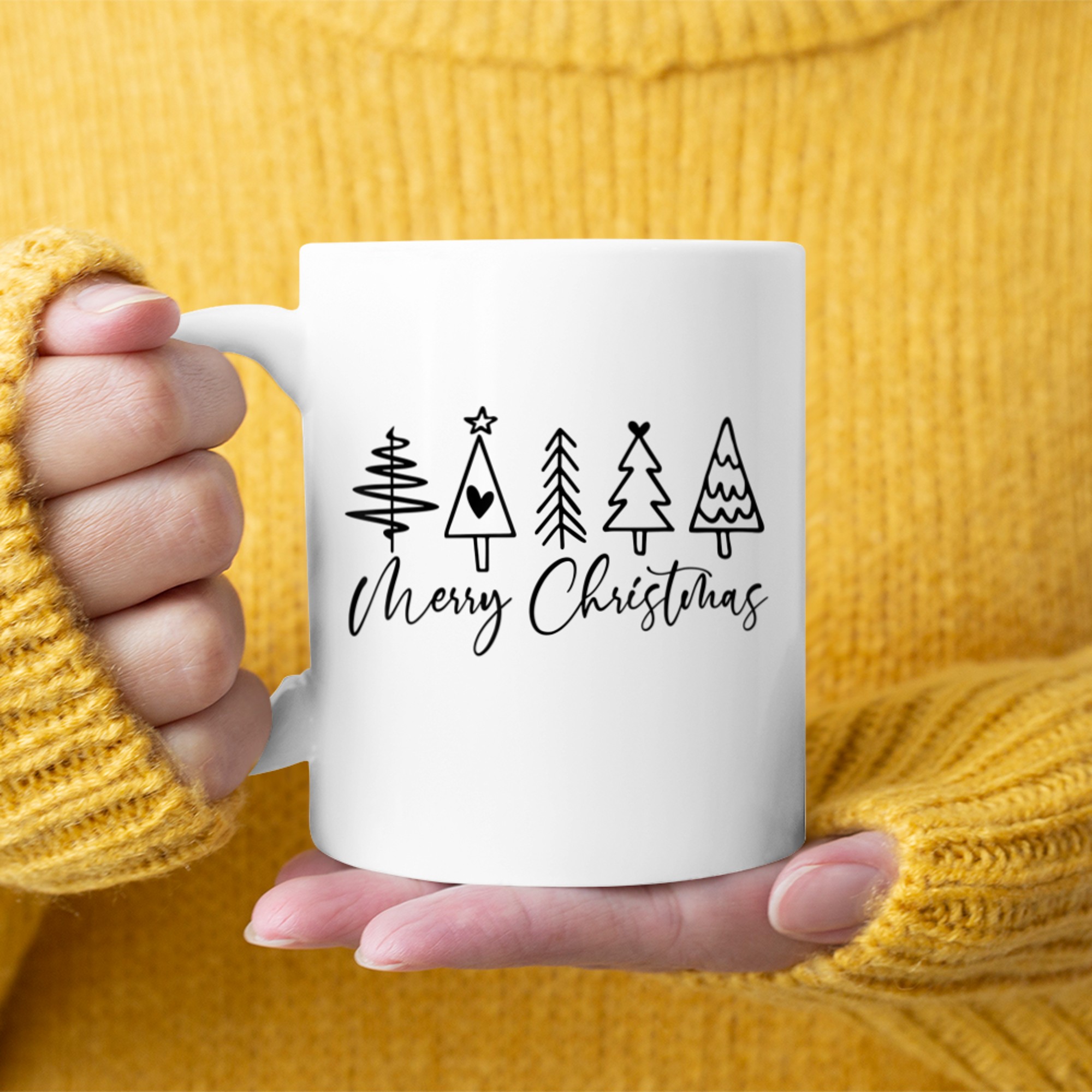 Merry Christmas With Cute Christmas Tree Matchng Family Xmas (1) mug white