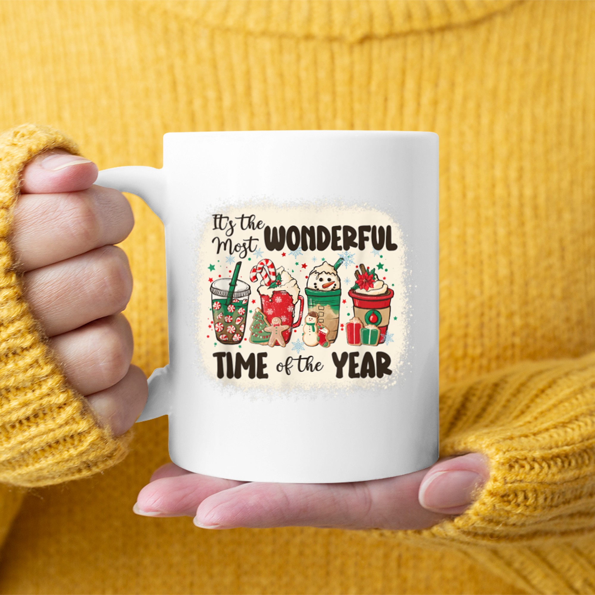 Most Wonderful Time Of The Year Christmas Blea.ched mug white