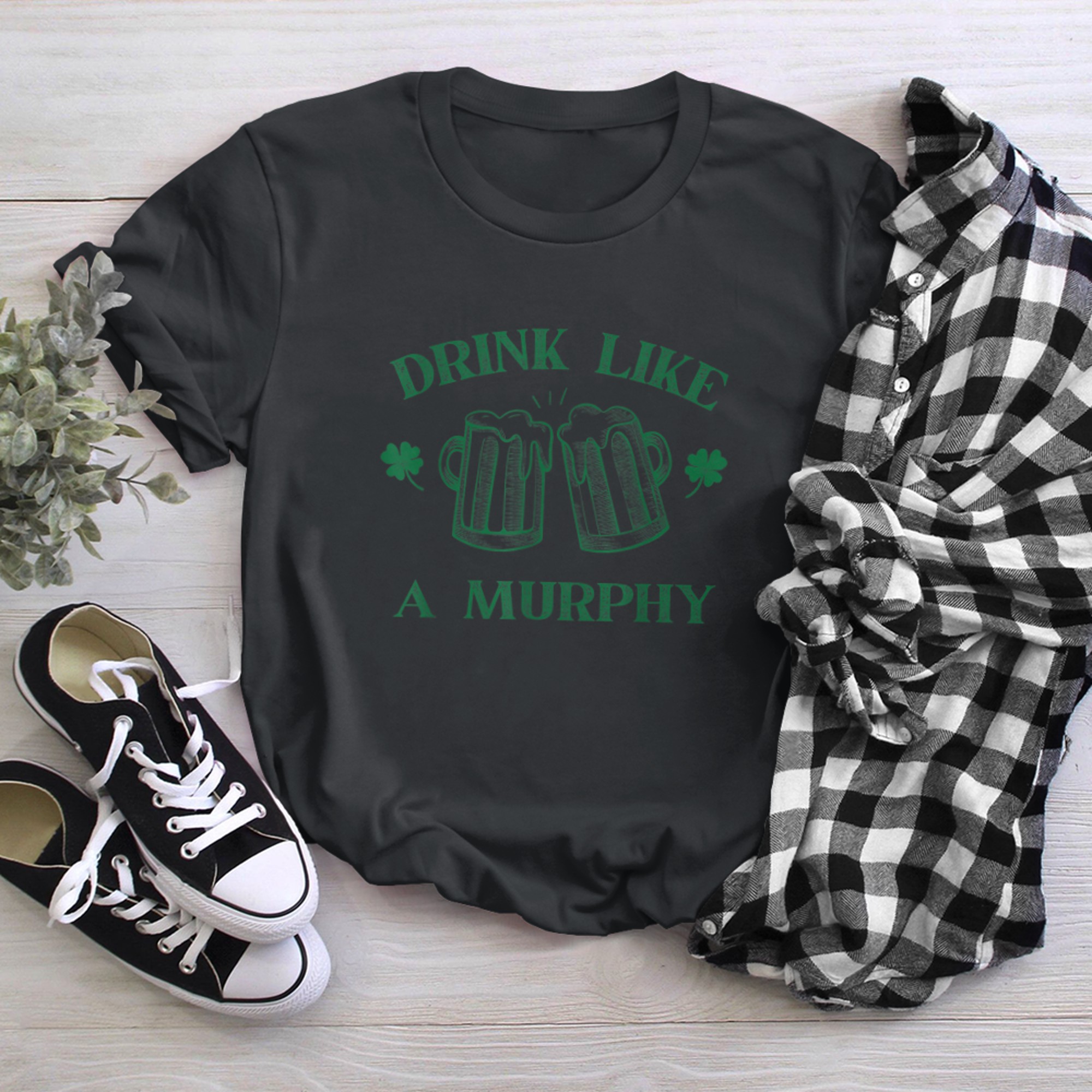 Retro St Patricks Day Drink Like A Murphy t-shirt black