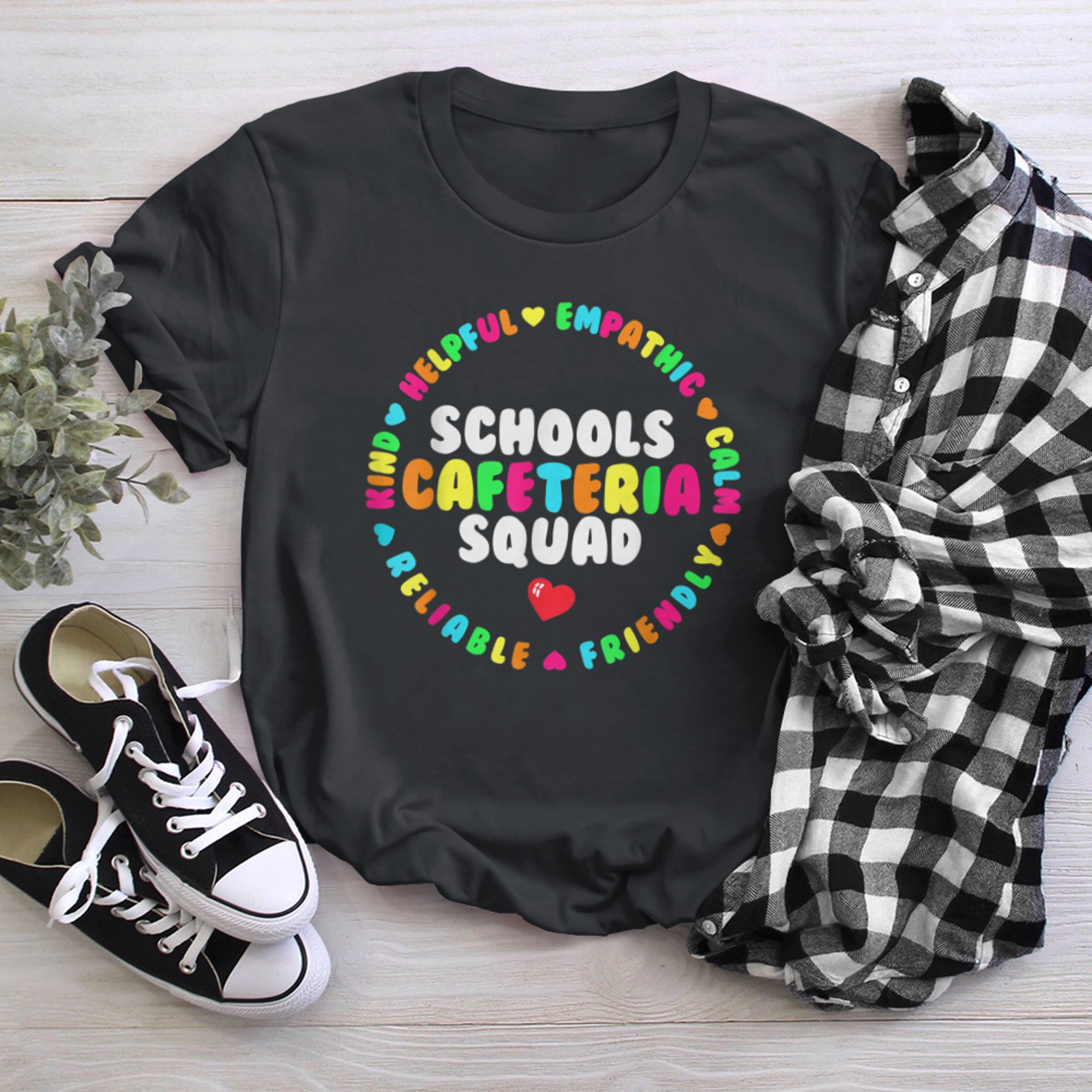 Support Team Matching Schools Cafeteria Squad Worker Crew (4) t-shirt black