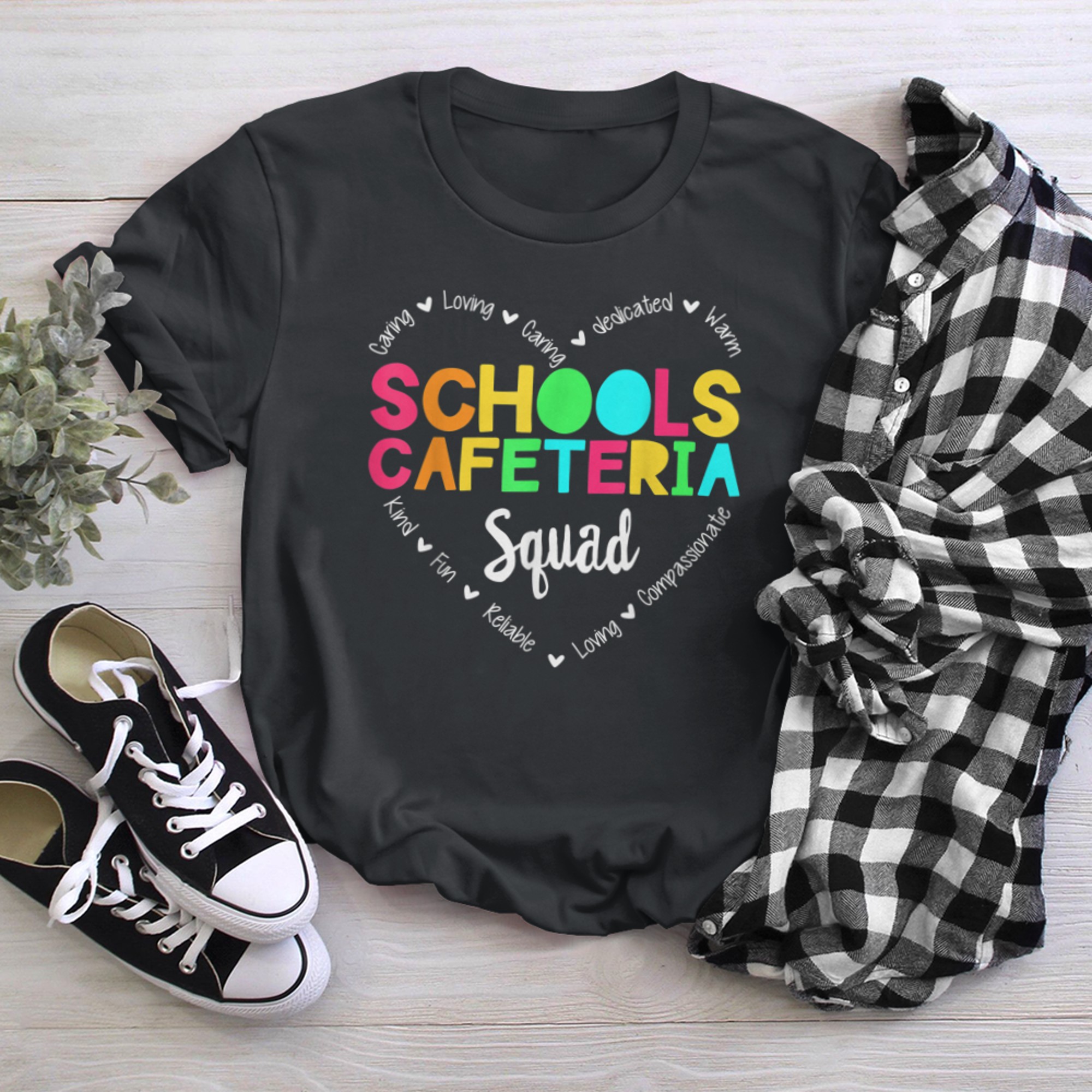 Support Team Worker Crew Matching Schools Cafeteria Squad (44) t-shirt black