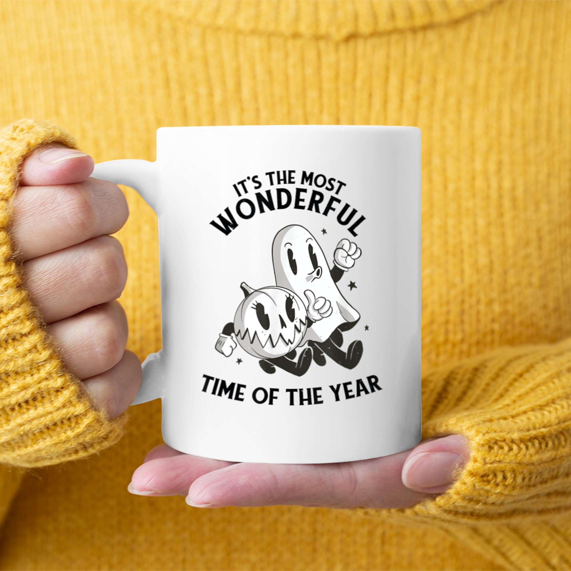 THE MOST WONDERFUL TIME OF THE YEAR Halloween Ghost Meme mug white