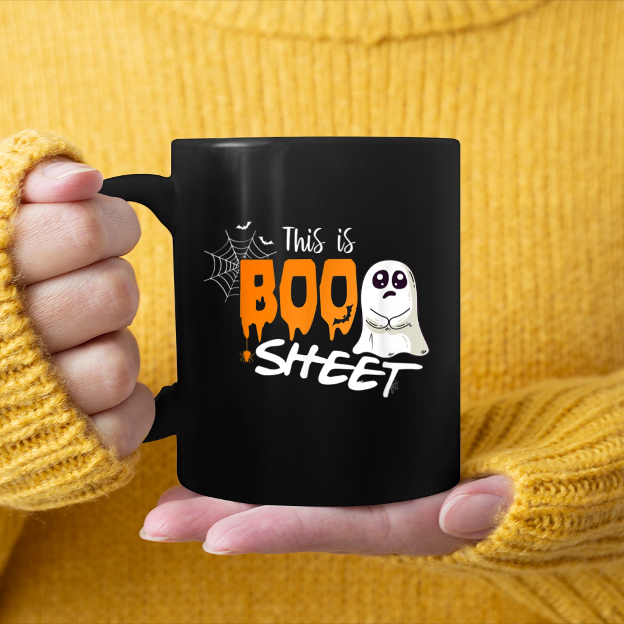 This Is Boo Funny Quote Sheet Ghost Costume Halloween mug black