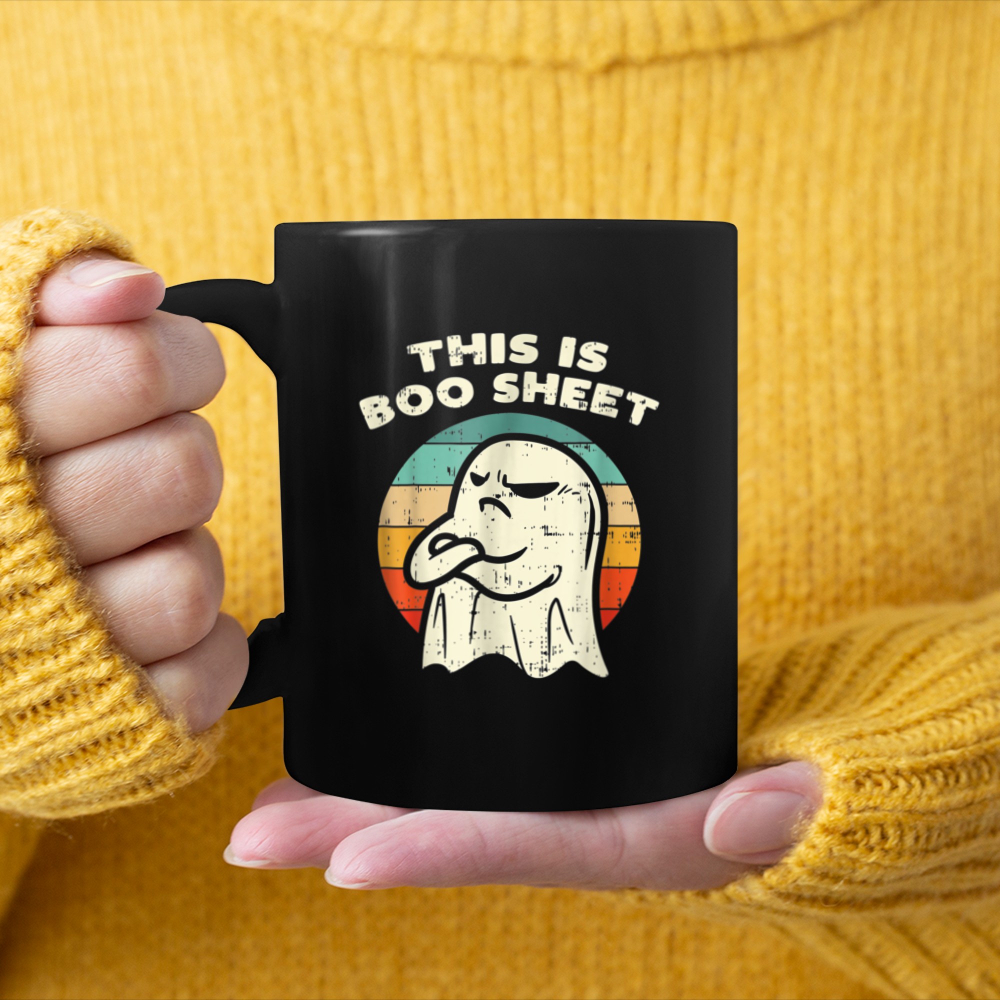 This Is Boo Ghost Retro Funny Halloween Tshirt Men Women mug black