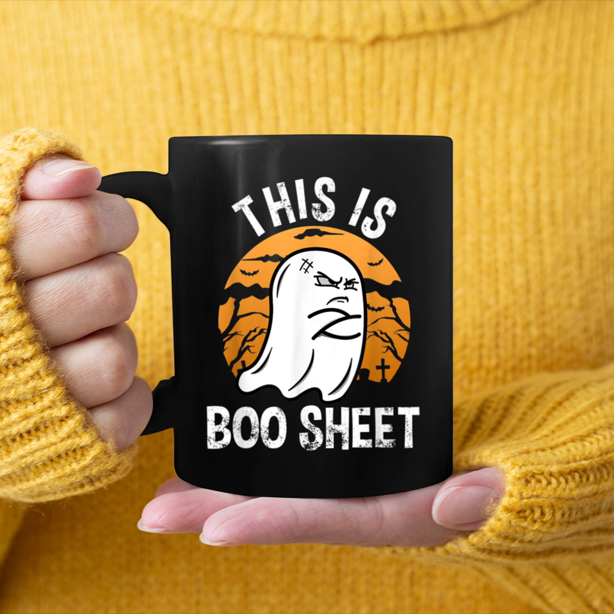 This Is Boo Sheet Funny Ghost Costume Women Men Halloween (1) mug black