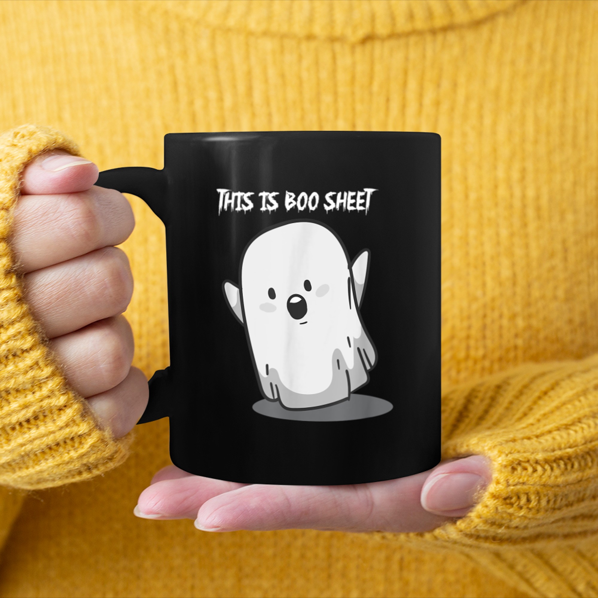 This Is Boo Sheet Funny Ghost Halloween Costume Men Women mug black