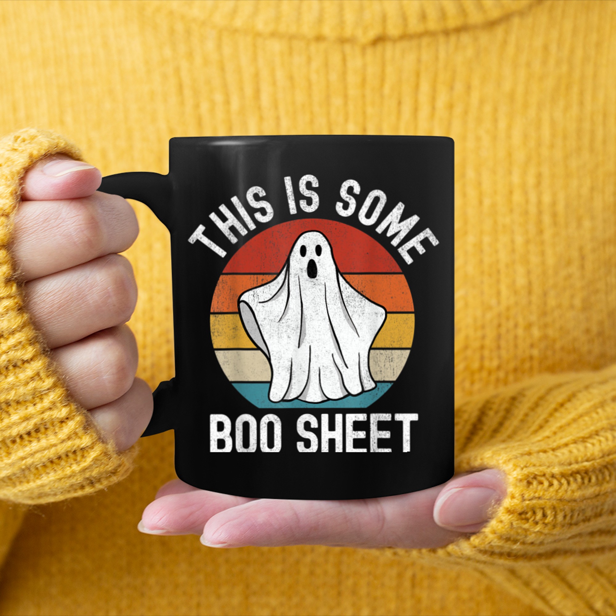 This Is Boo Sheet Funny Ghost Retro Halloween Costume mug black