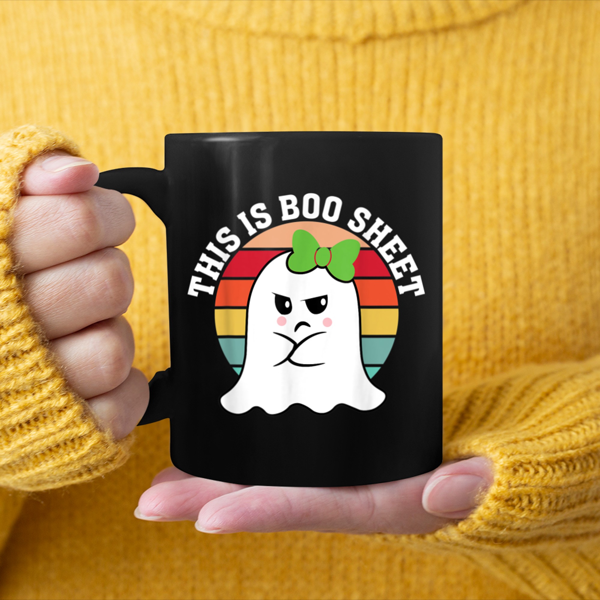 This Is Boo Sheet Funny Halloween Custome Cute Ghost Spooky mug black