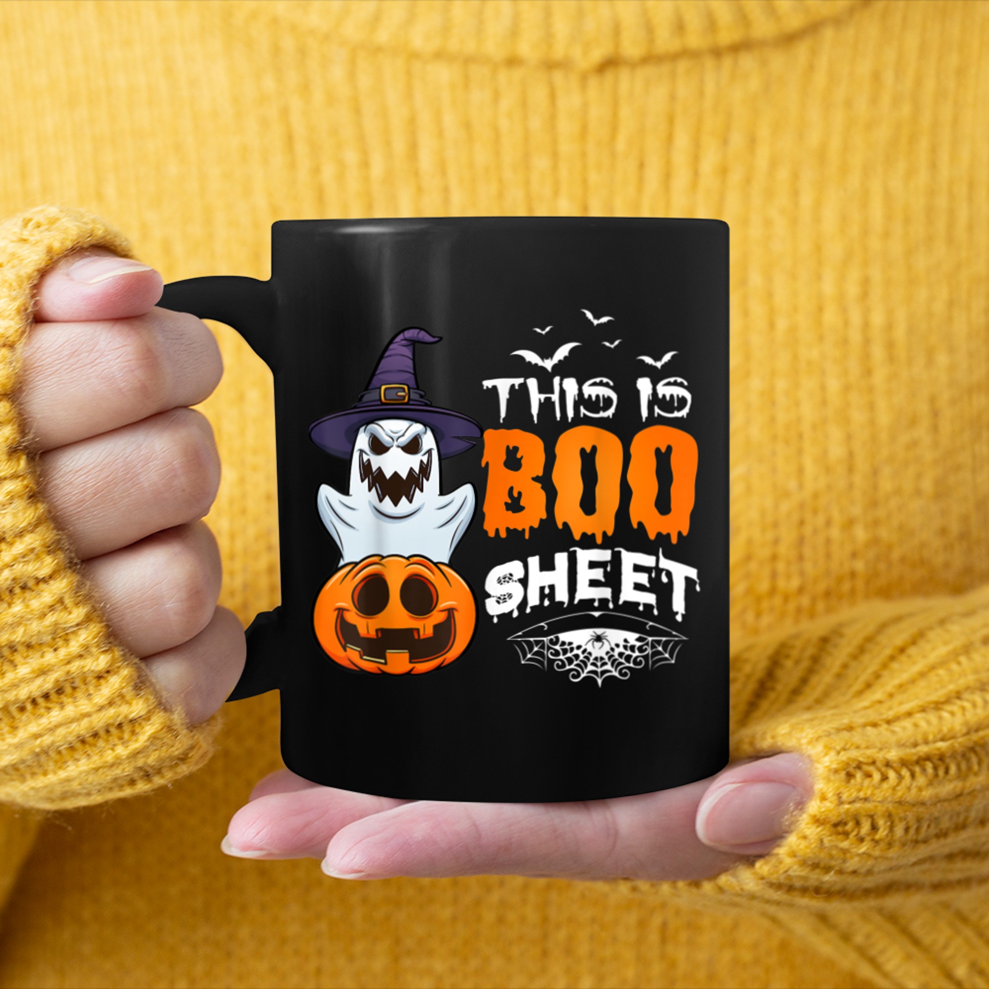 This Is Boo Sheet Funny Halloween Lover Ghost Party Costume (1) mug black