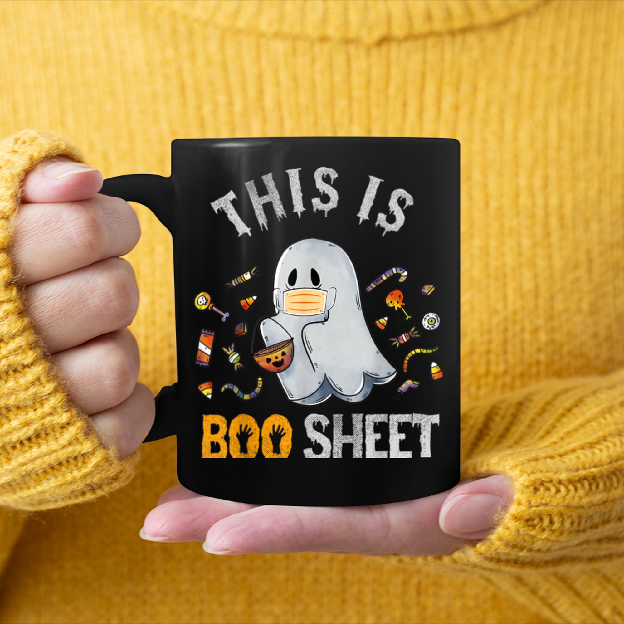 This is BOO Sheet Ghost funny Halloween Costume 2020 mug black