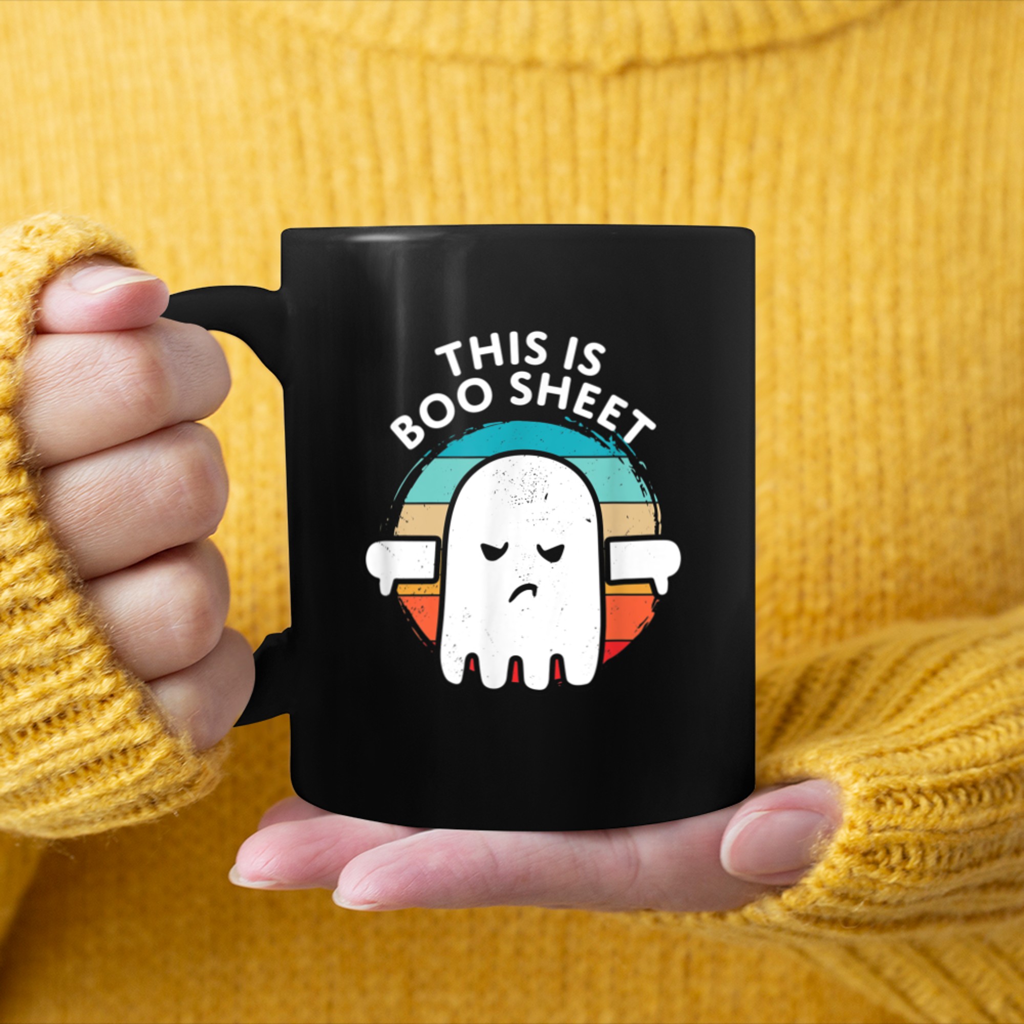 This Is Boo Sheet Ghost Funny Halloween Costume Men Women (1) mug black