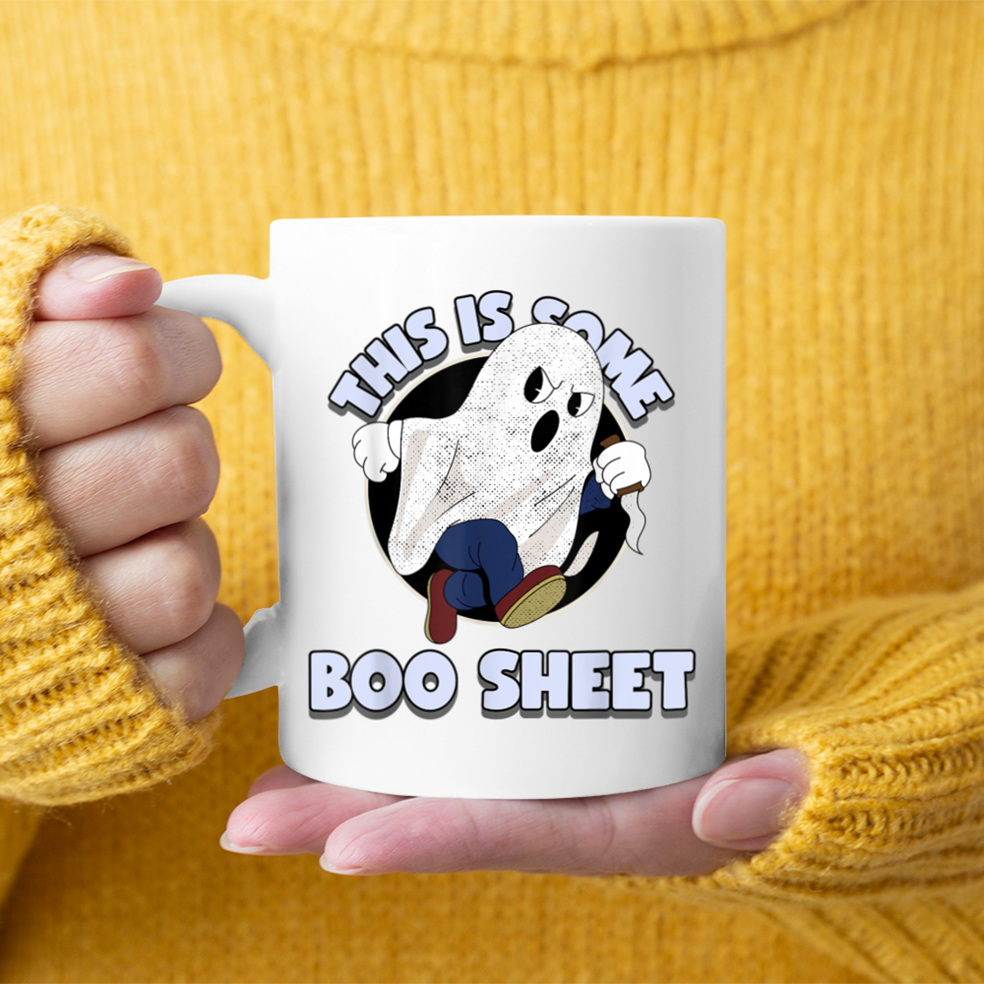 This Is Boo Sheet Ghost Halloween Costume Men Women Kids mug white