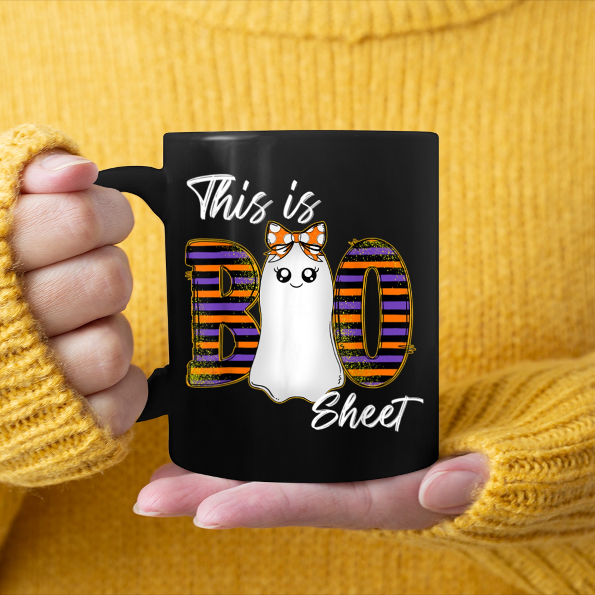 This Is Boo Sheet Ghost Retro Halloween Costume (14) mug black