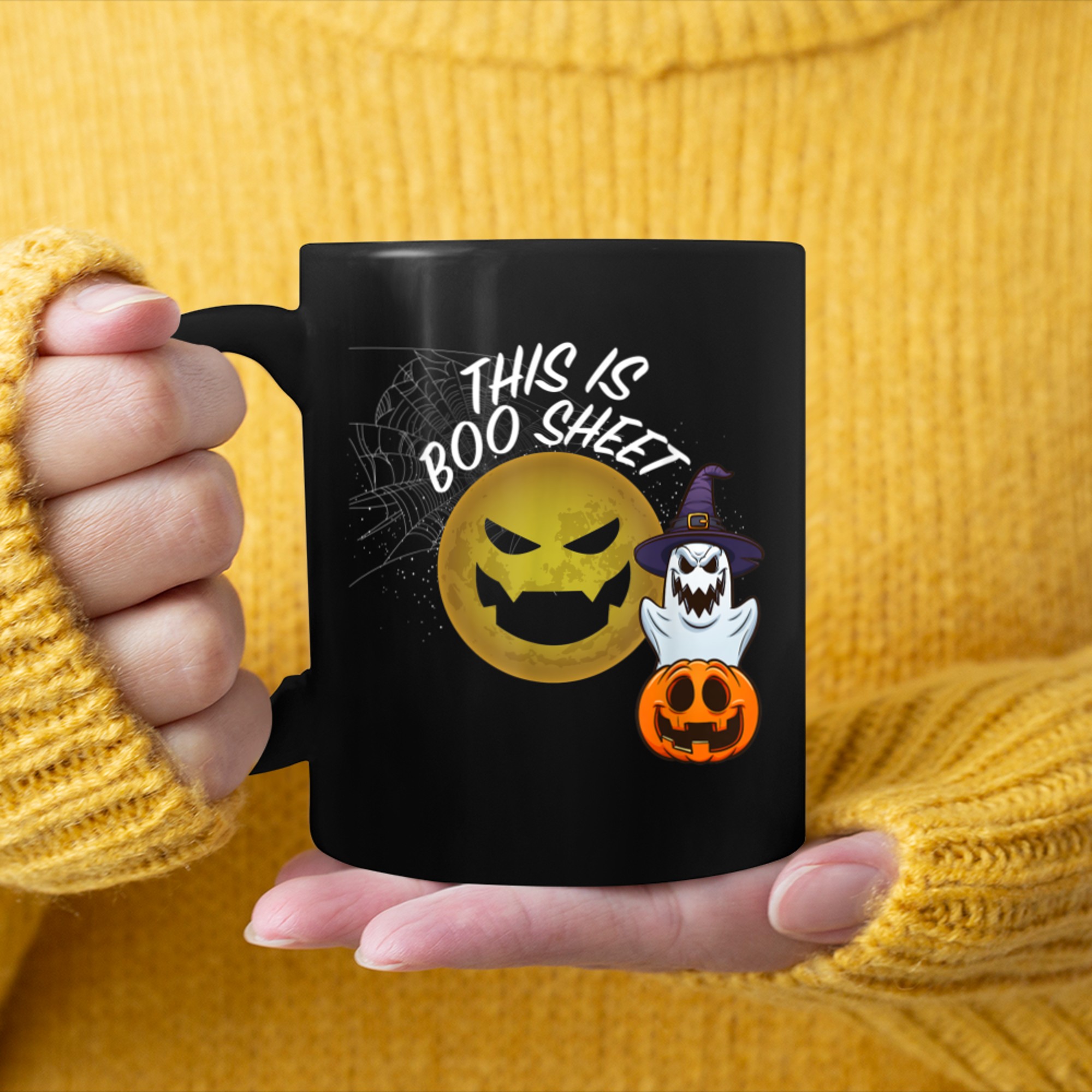 This Is Boo Sheet Ghost Retro Halloween Costume (21) mug black