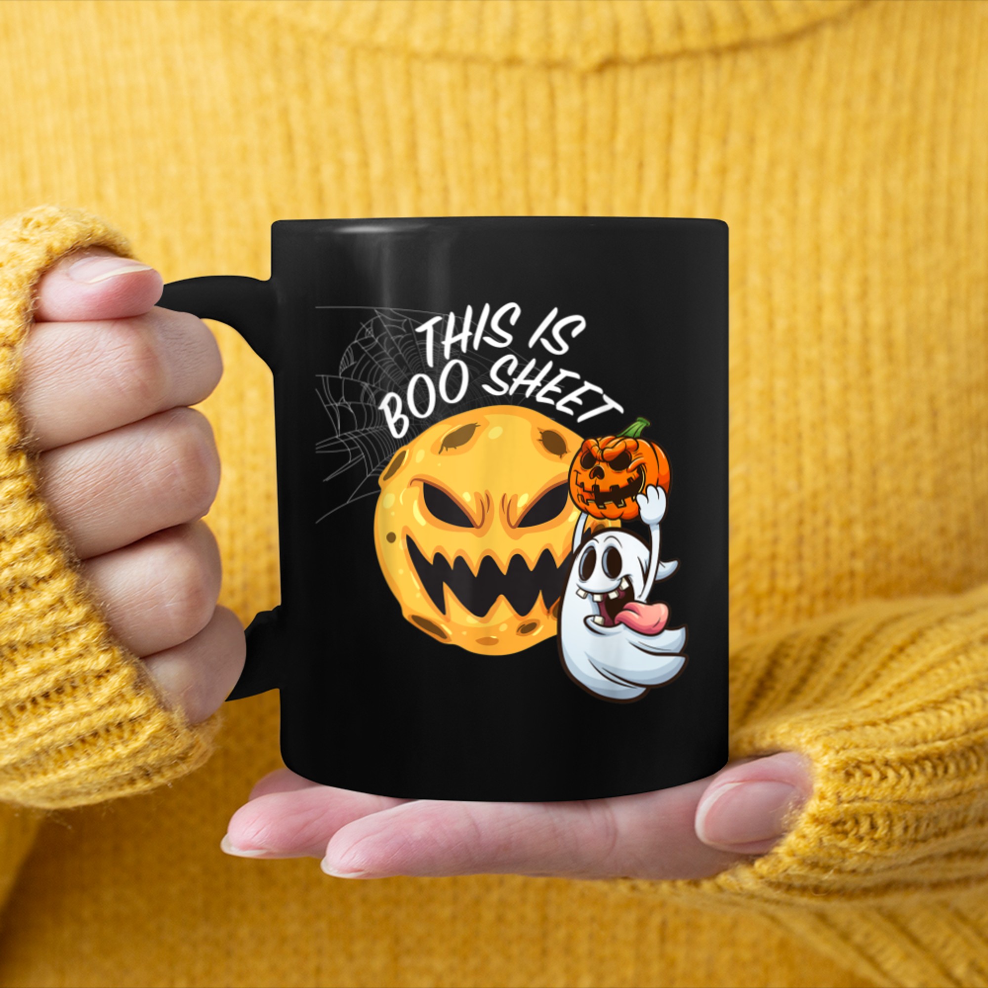 This Is Boo Sheet Ghost Retro Halloween Costume (25) mug black