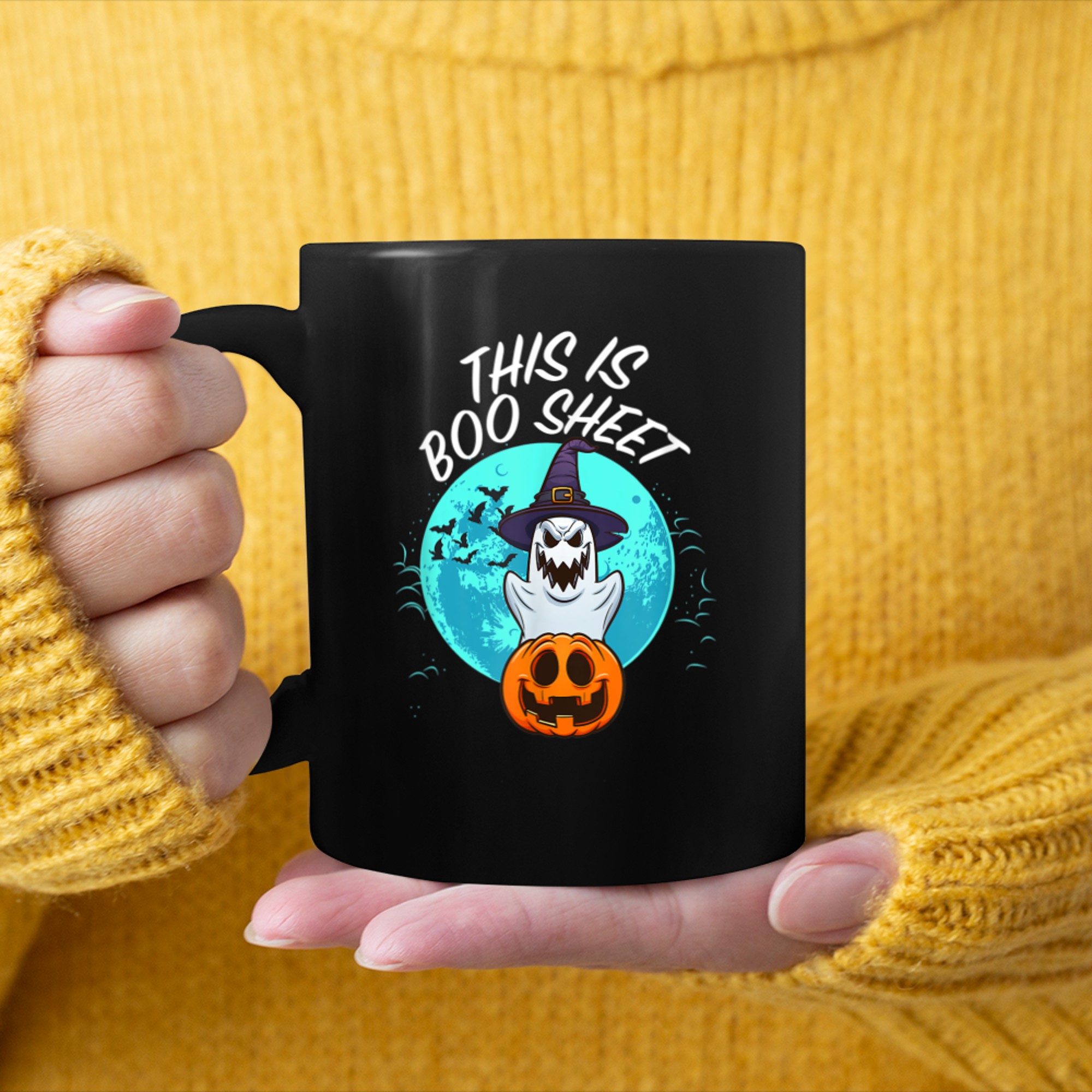 This Is Boo Sheet Ghost Retro Halloween Costume (38) mug black