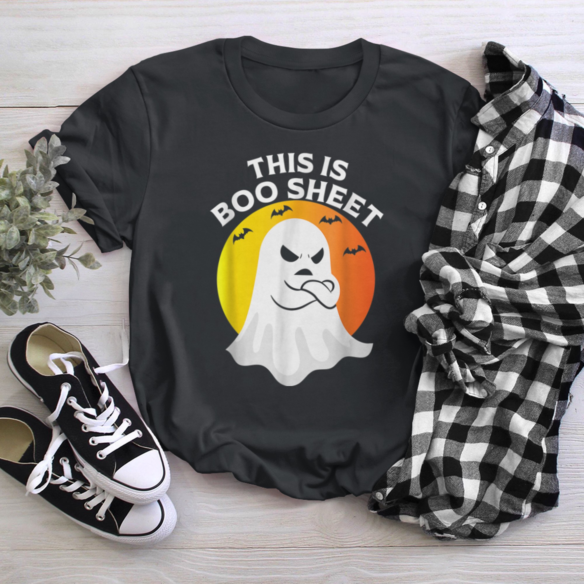 This Is Boo Sheet Ghost Retro Halloween Costume (41) t-shirt black