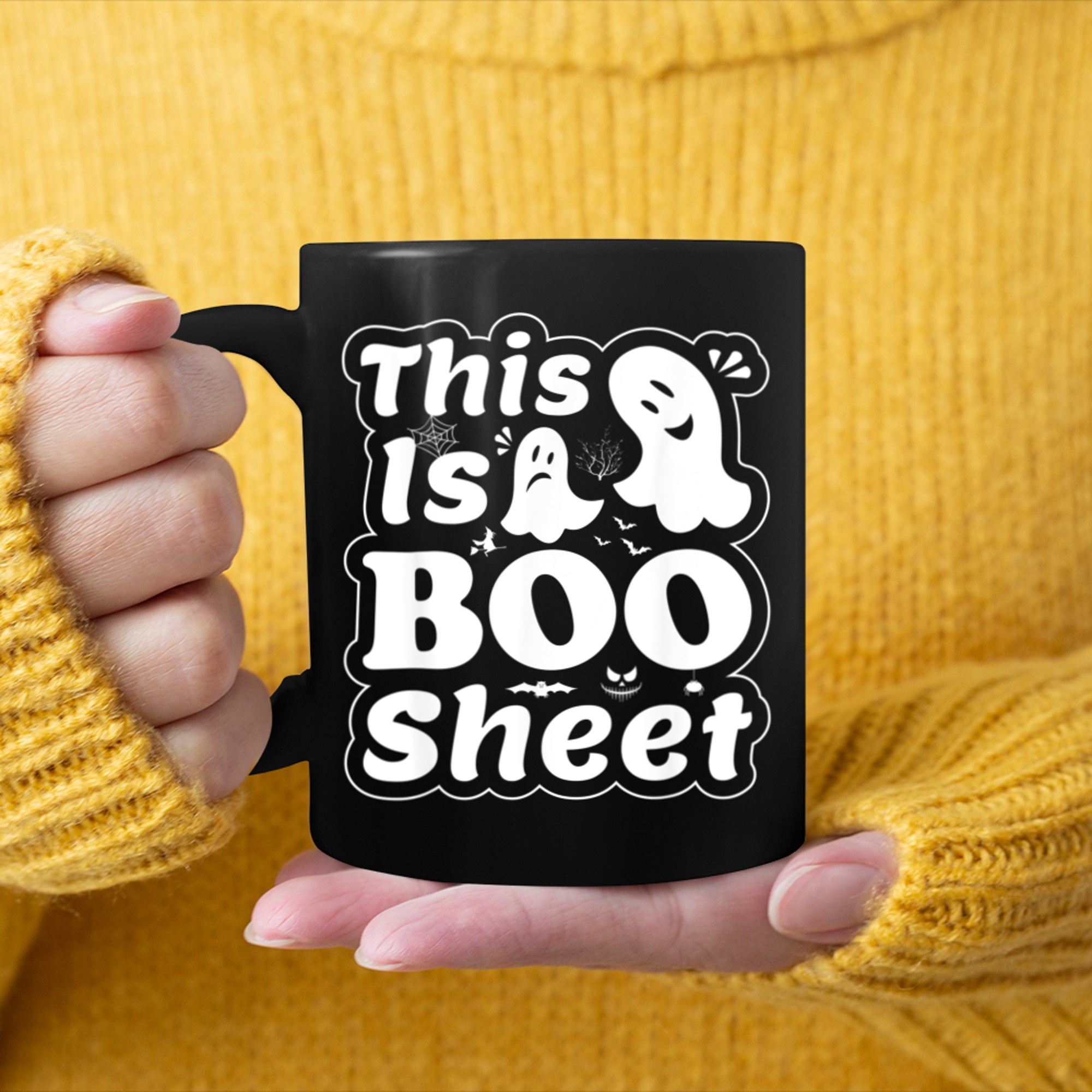 This Is Boo Sheet Ghost Retro Halloween Costume (6) mug black