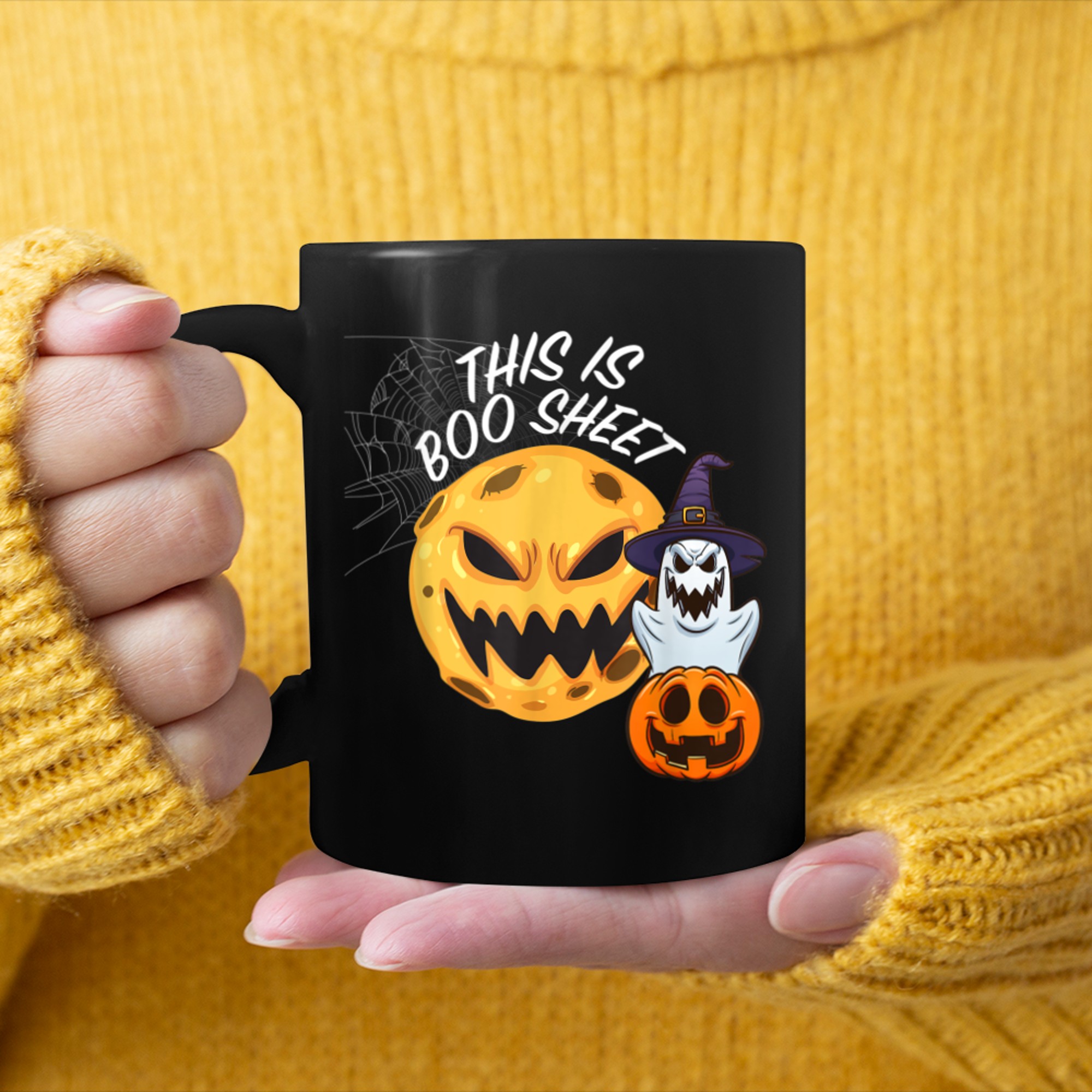 This Is Boo Sheet Ghost Retro Halloween Costume (9) mug black