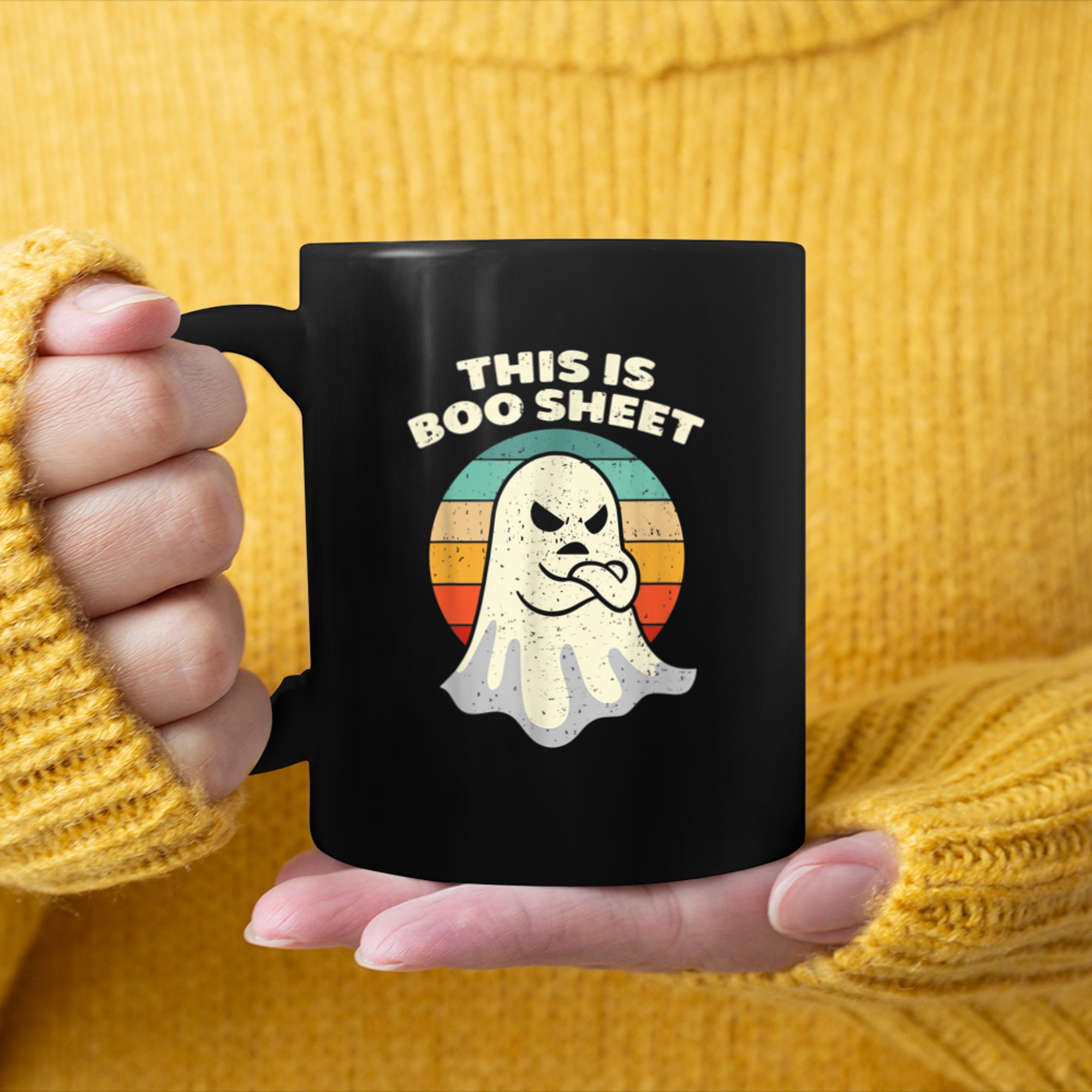 This Is Boo Sheet Ghost Retro Halloween Costume for Men mug black