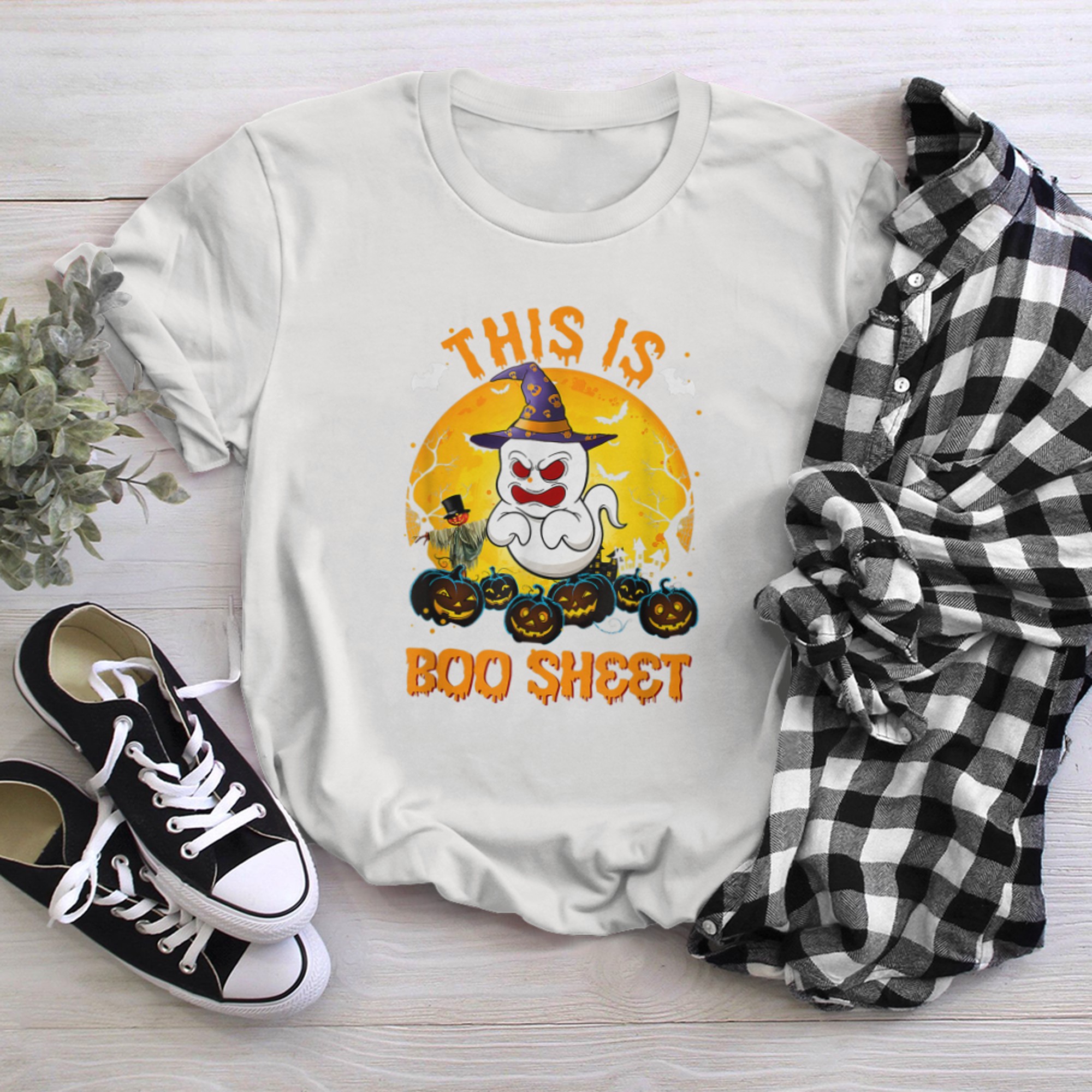 This Is Boo Sheet Ghost Retro Halloween Costume Men Women (17) t-shirt White