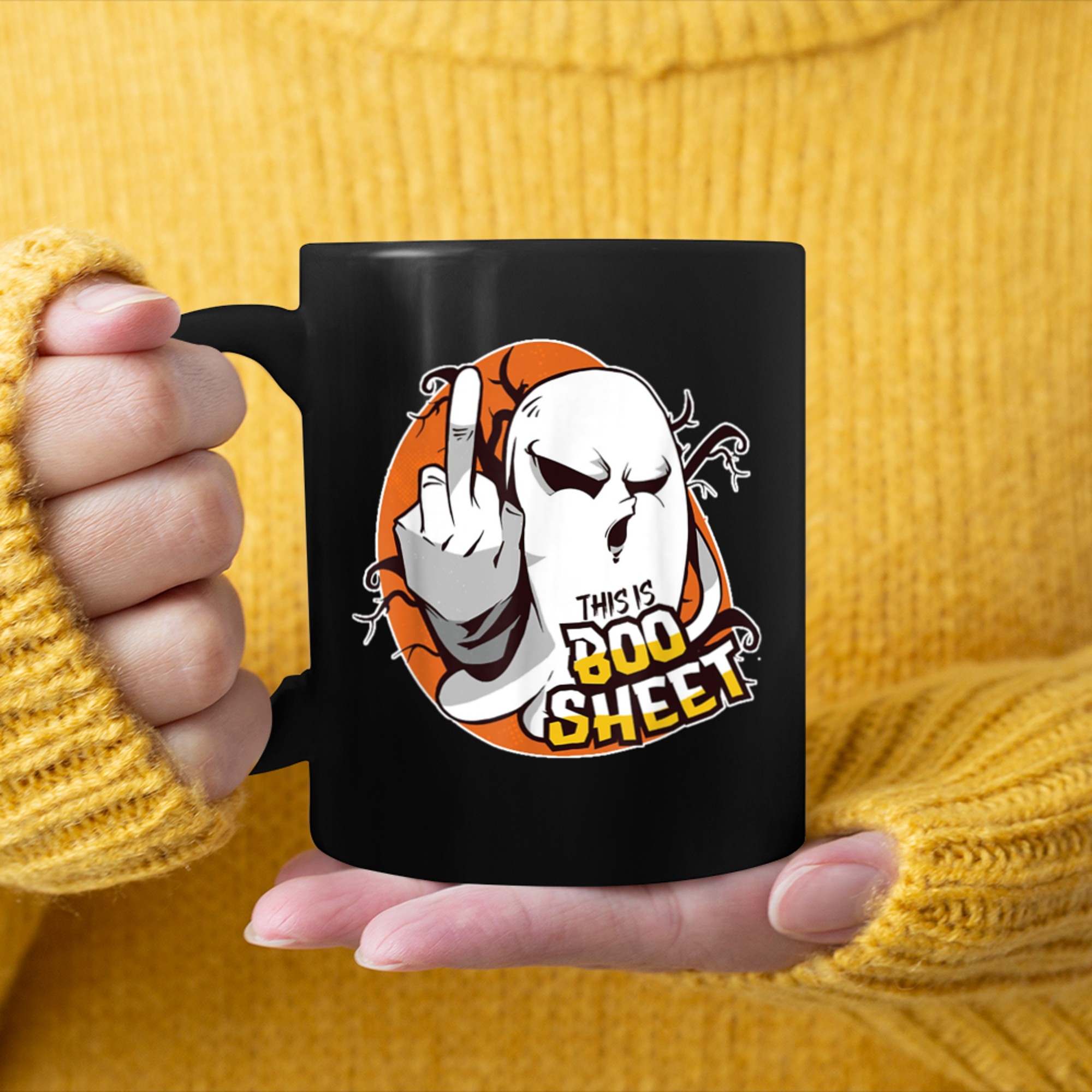 This Is Boo Sheet Ghost Retro Halloween Costume Men Women (19) mug black