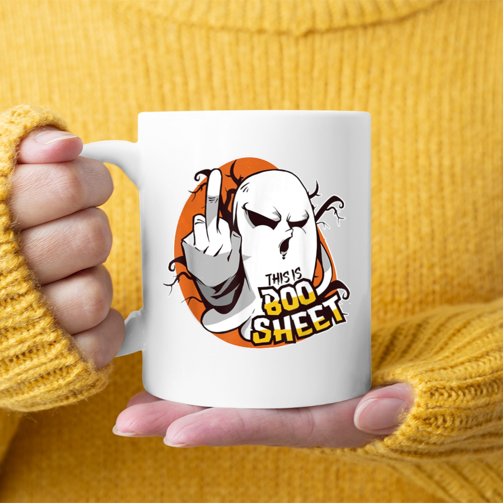 This Is Boo Sheet Ghost Retro Halloween Costume Men Women (19) mug white