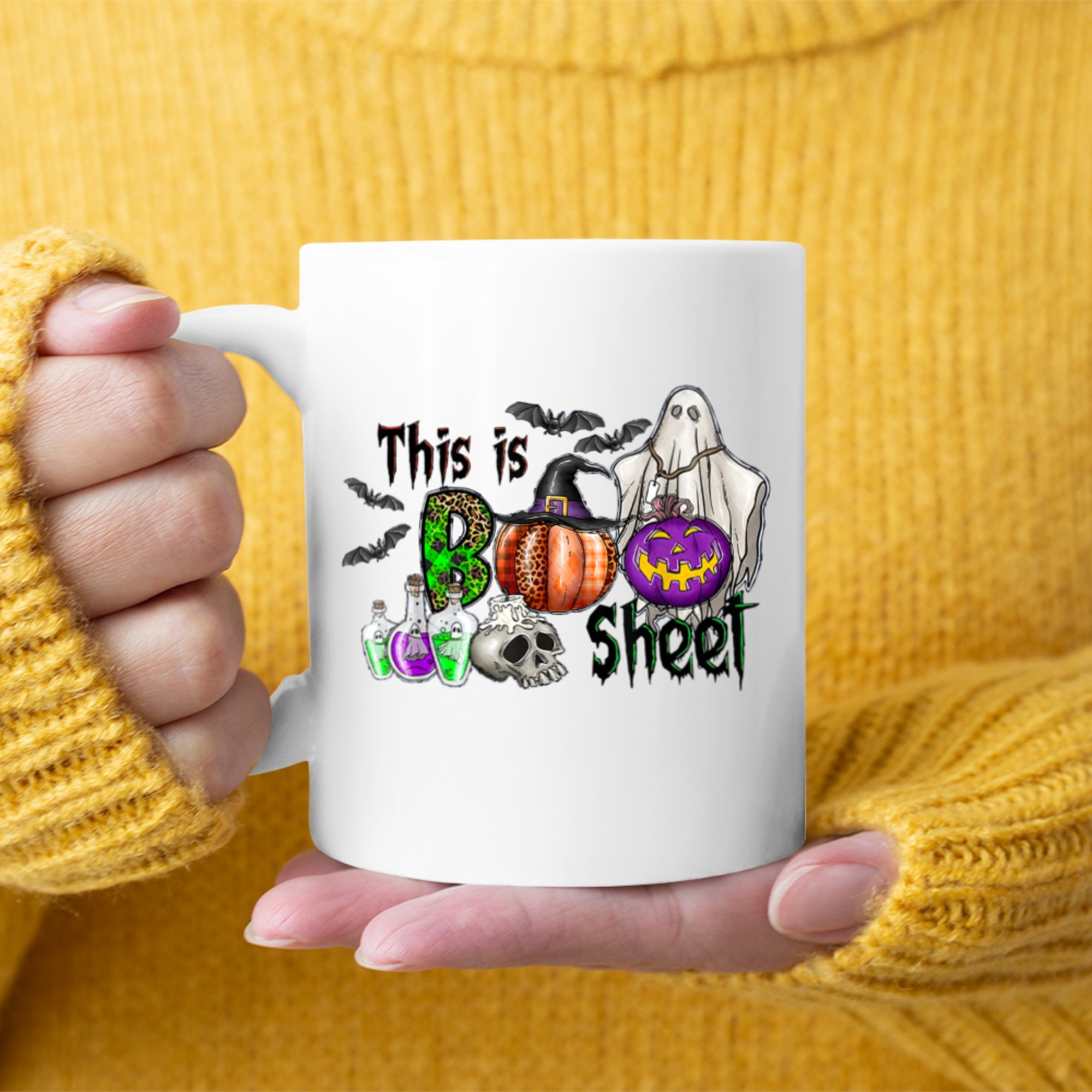 This Is Boo Sheet Ghost Retro Halloween Costume Men Women (20) mug white