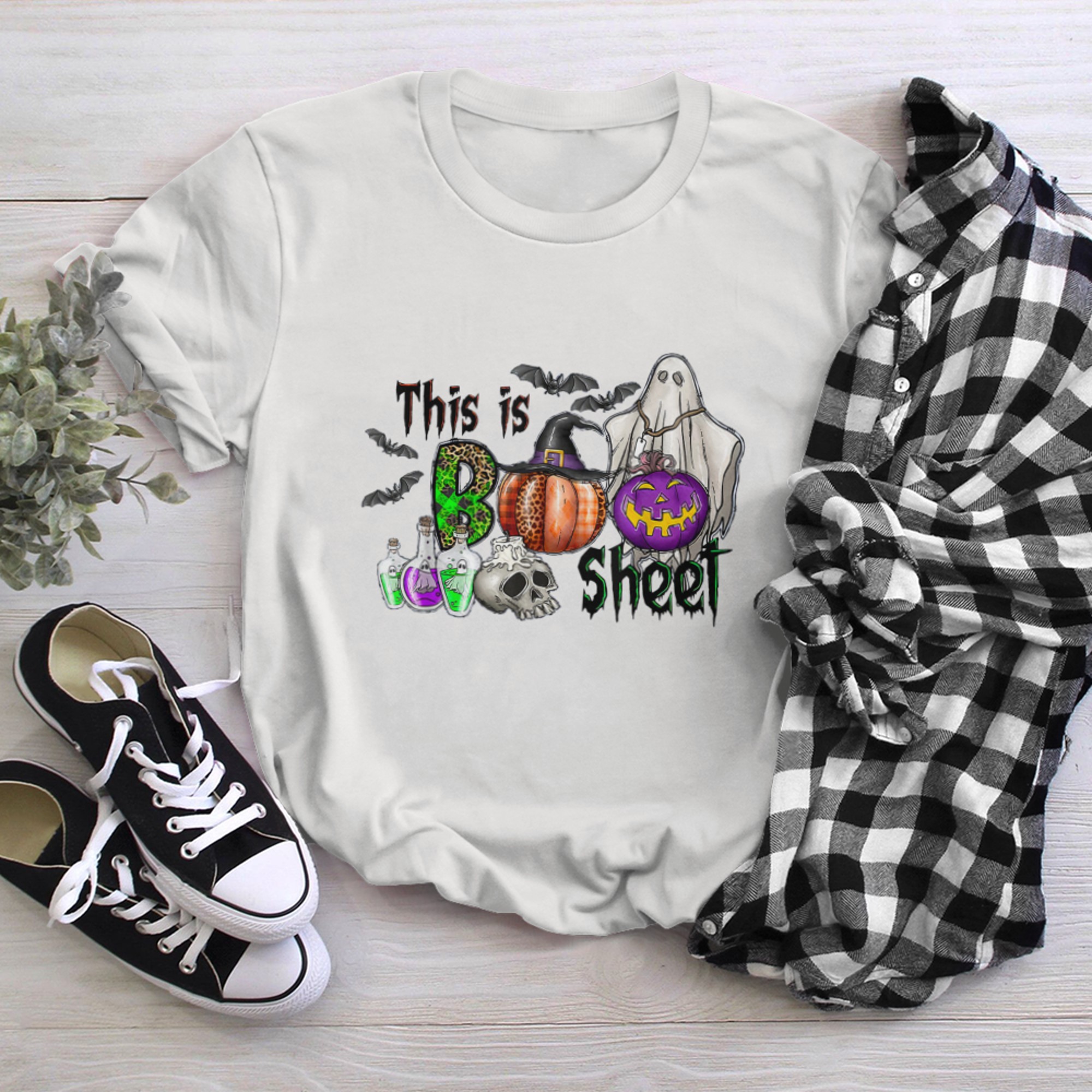 This Is Boo Sheet Ghost Retro Halloween Costume Men Women (20) t-shirt white