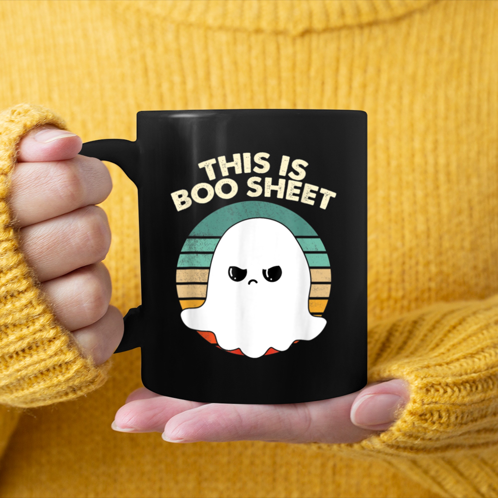 This Is Boo Sheet Ghost Retro Halloween Costume Men Women (27) mug black