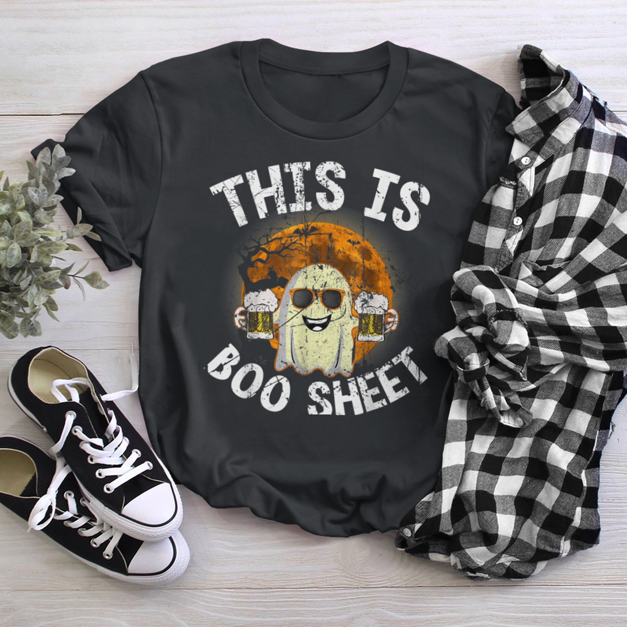 This Is Boo Sheet Ghost Retro Halloween Costume Men Women (29) t-shirt black