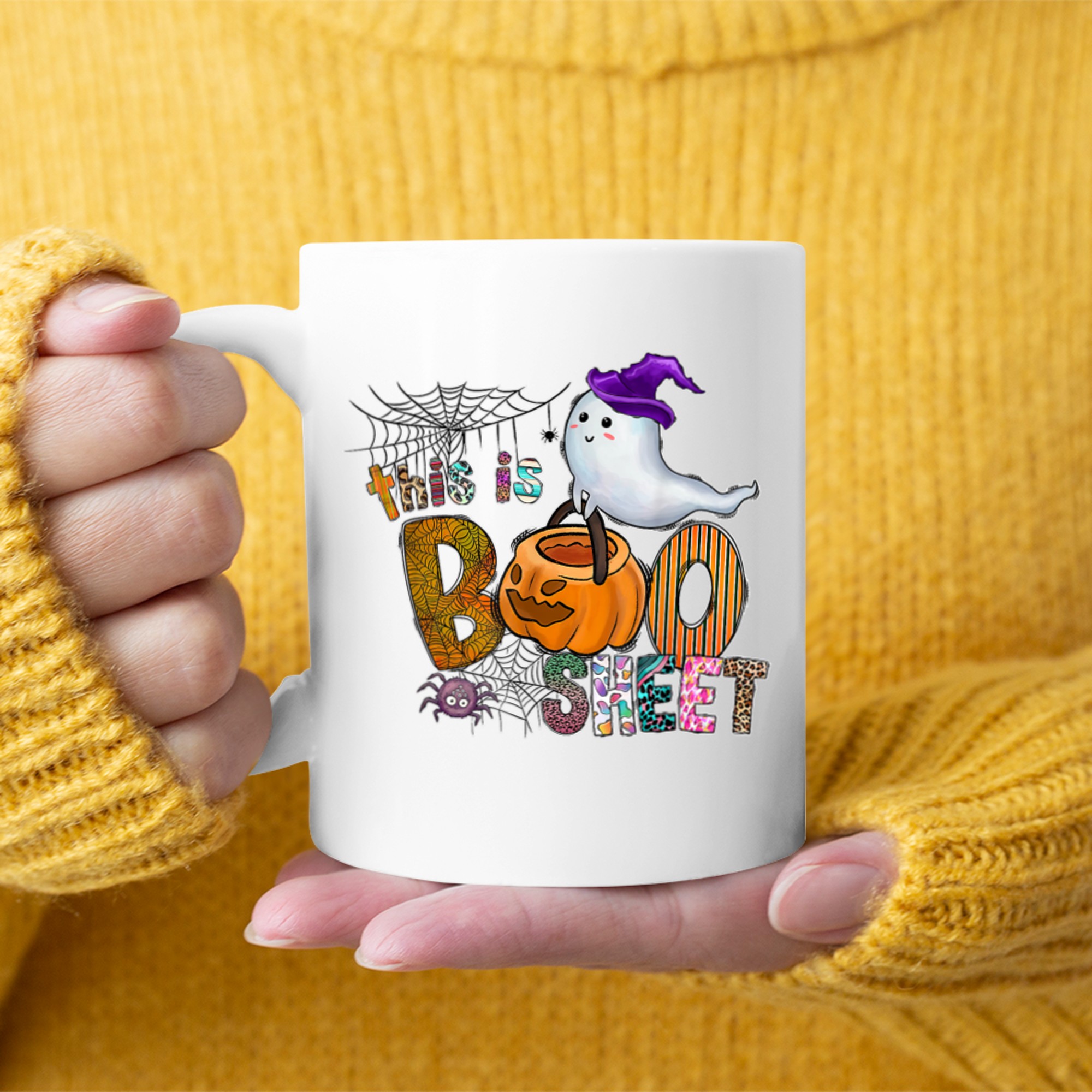 This Is Boo Sheet Ghost Retro Halloween Costume Men Women (39) mug white