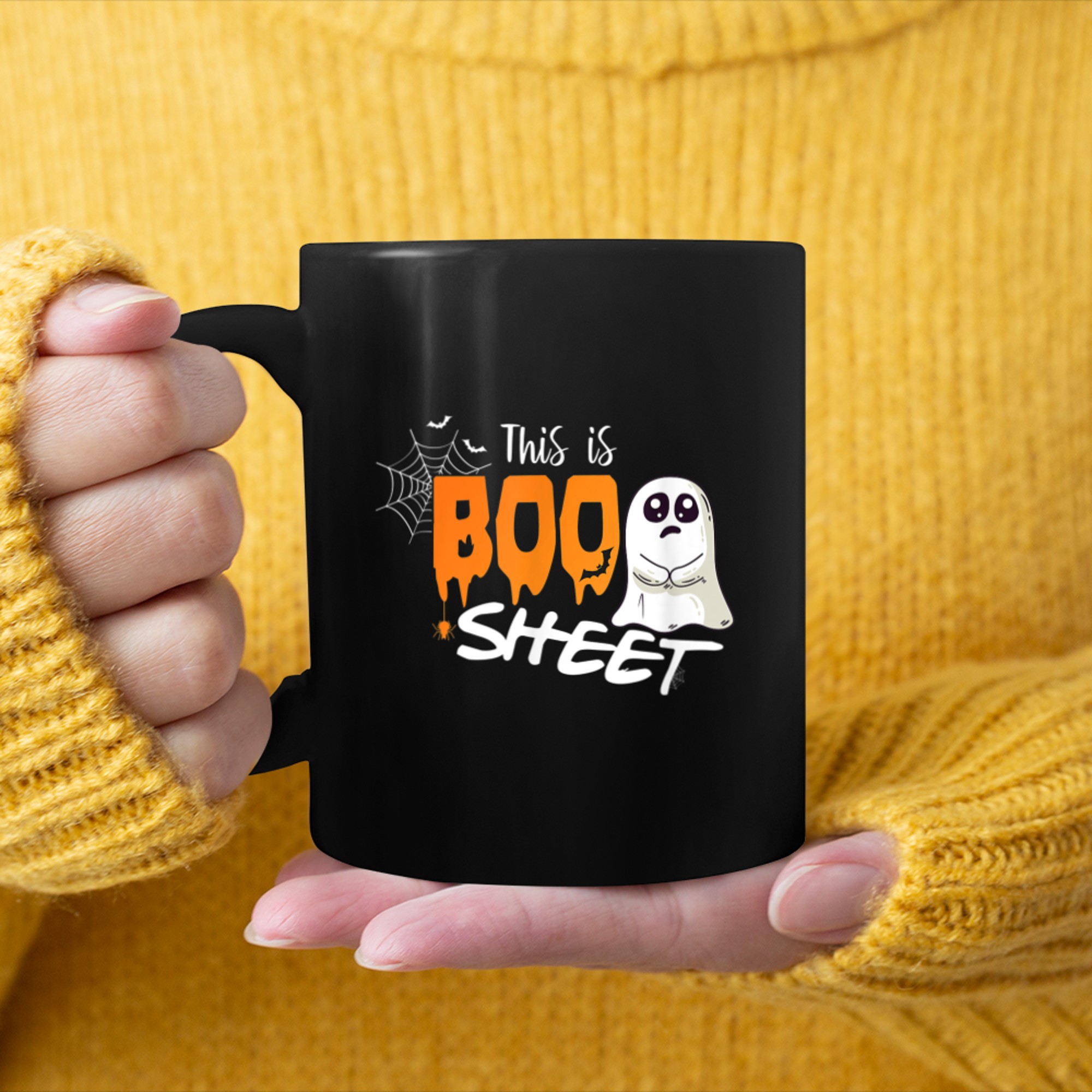 This Is Boo Sheet Ghost Retro Halloween Costume Men Women (9) mug black