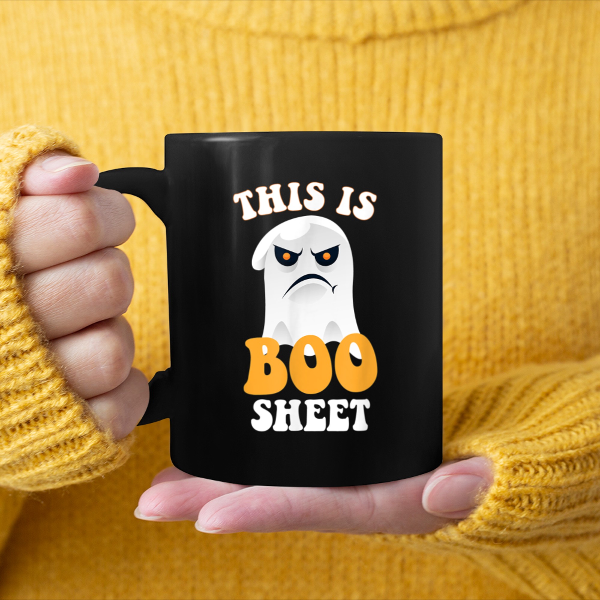 This Is Boo Sheet Ghost Retro Halloween Costumes Funny (2) mug black