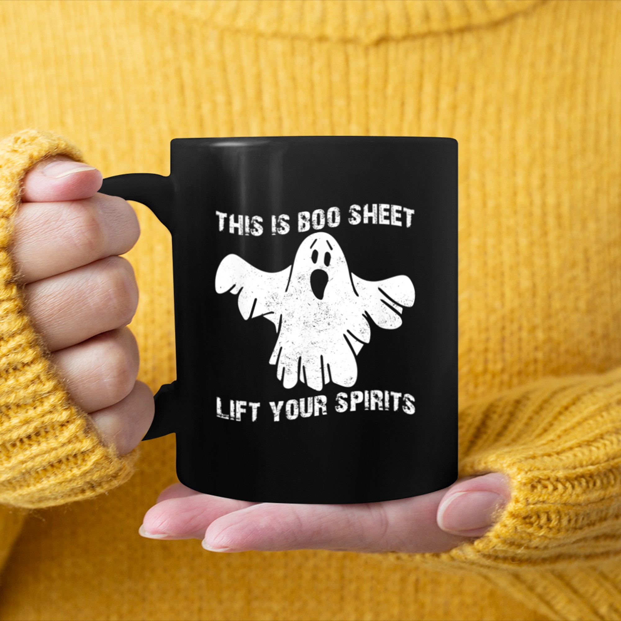 This Is Boo Sheet Ghost Retro Halloween Funny Costume mug black