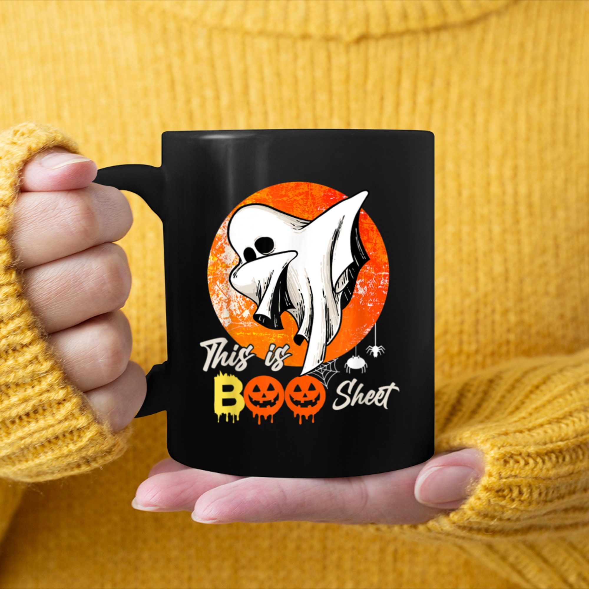 This Is Boo Sheet Ghost Retro Halloween Vintage Costume mug black