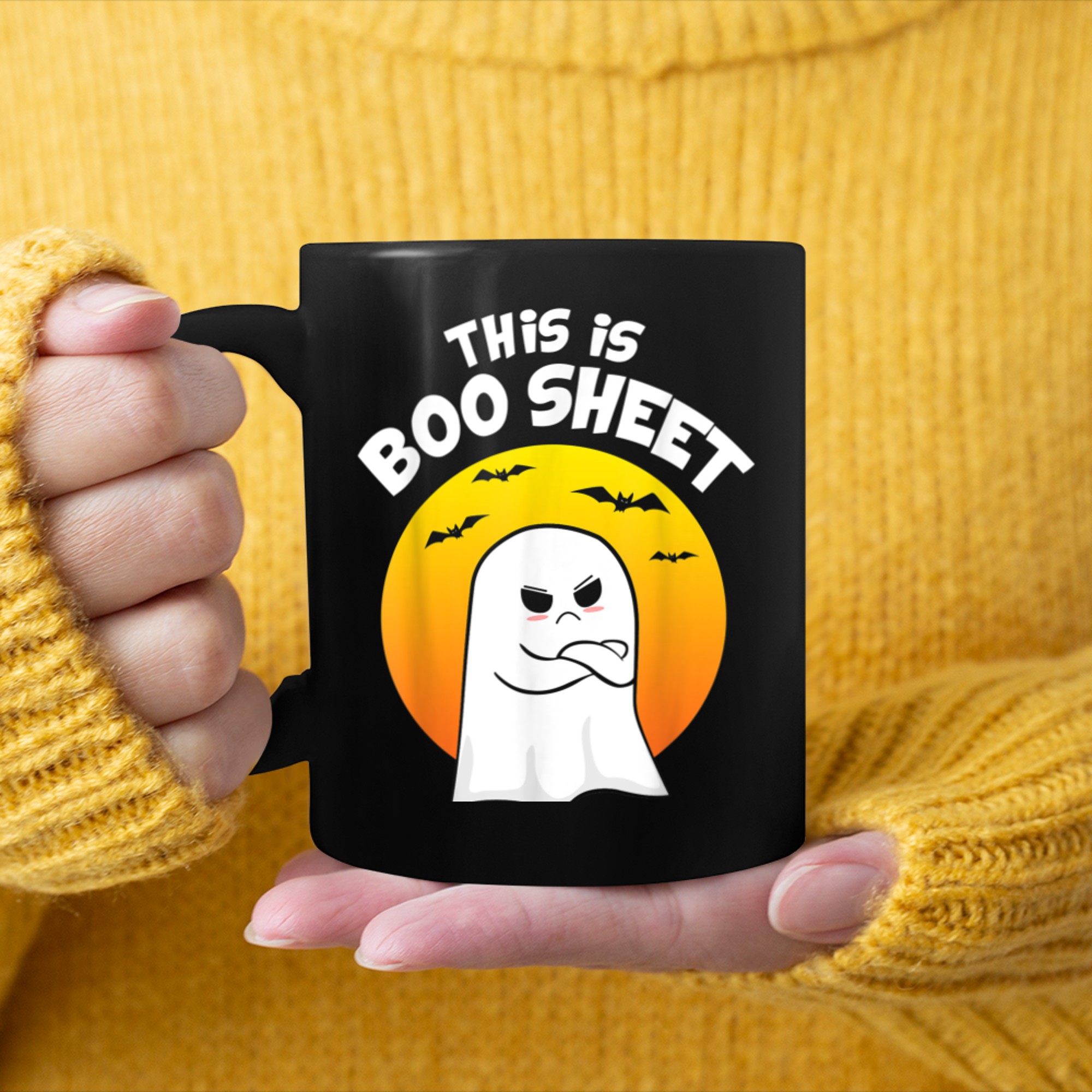 This Is Boo Sheet Ghost Retro Vintage Halloween Costume mug black