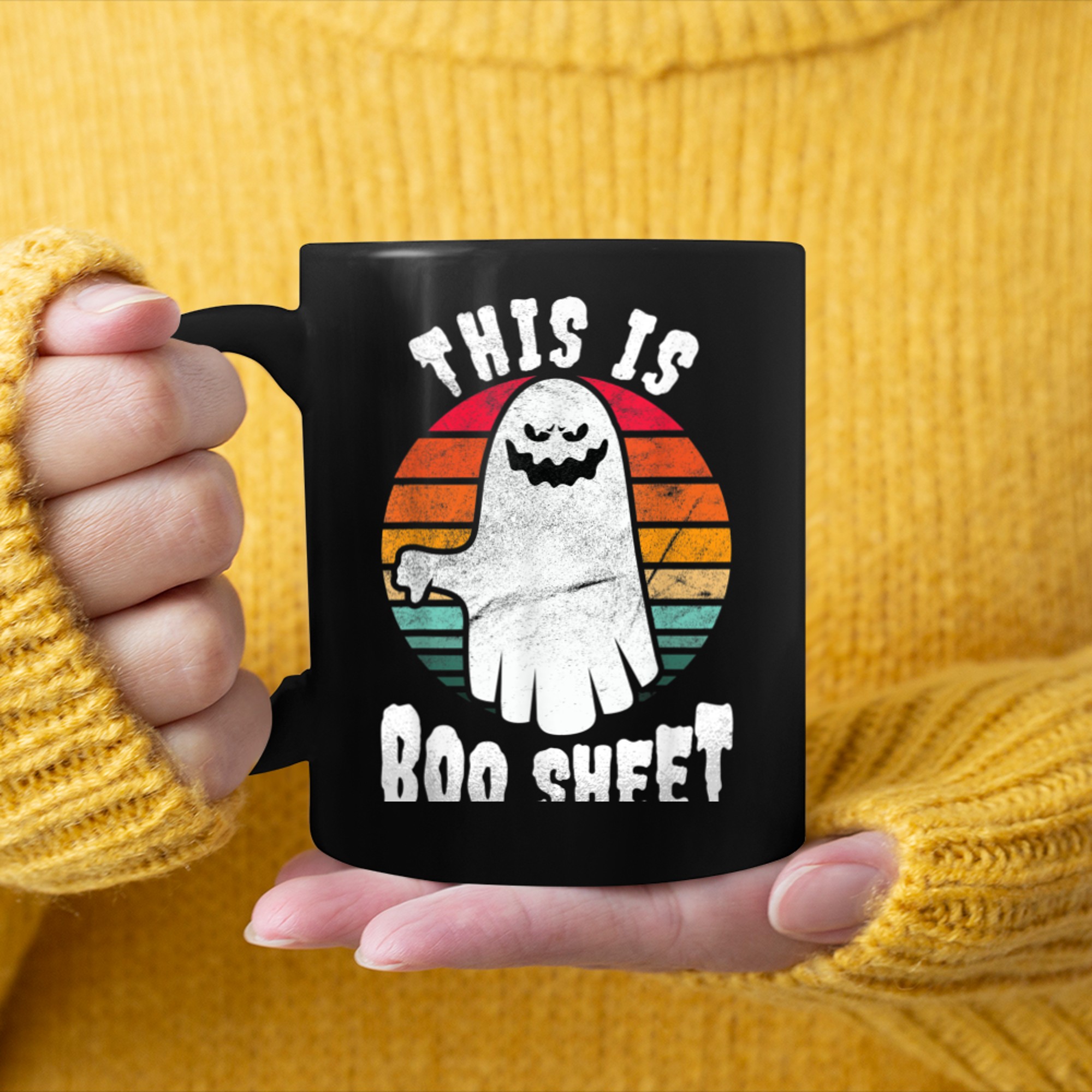 This is Boo Sheet Halloween (2) mug black