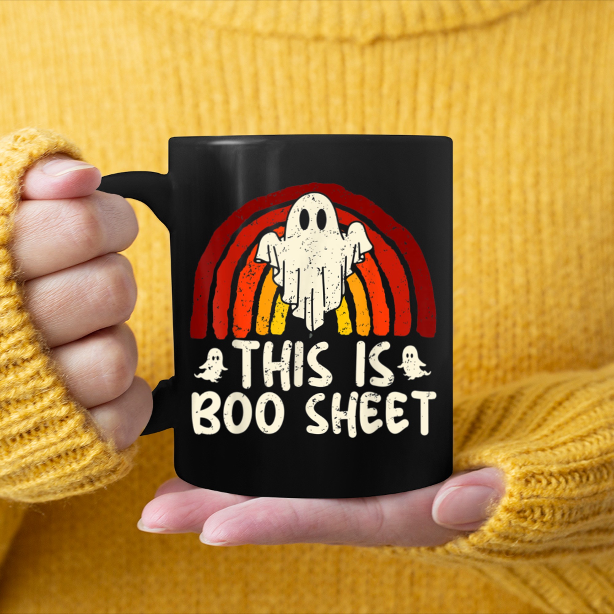 This Is Boo Sheet Halloween Ghost Pun, Funny Ghost Costume mug black