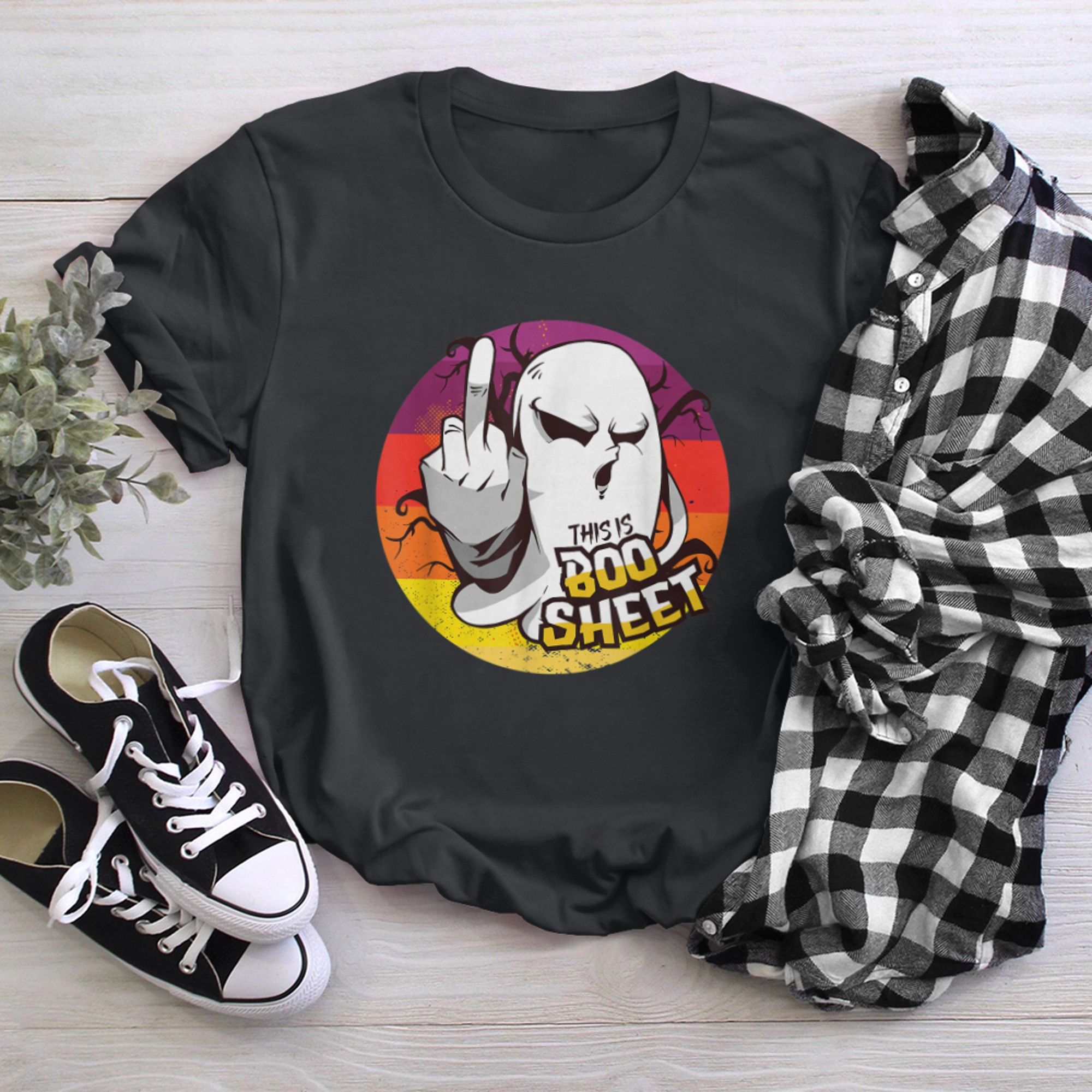 This is Boo Sheet Halloween Ghost Retro Costume Men Women Fun t-shirt black