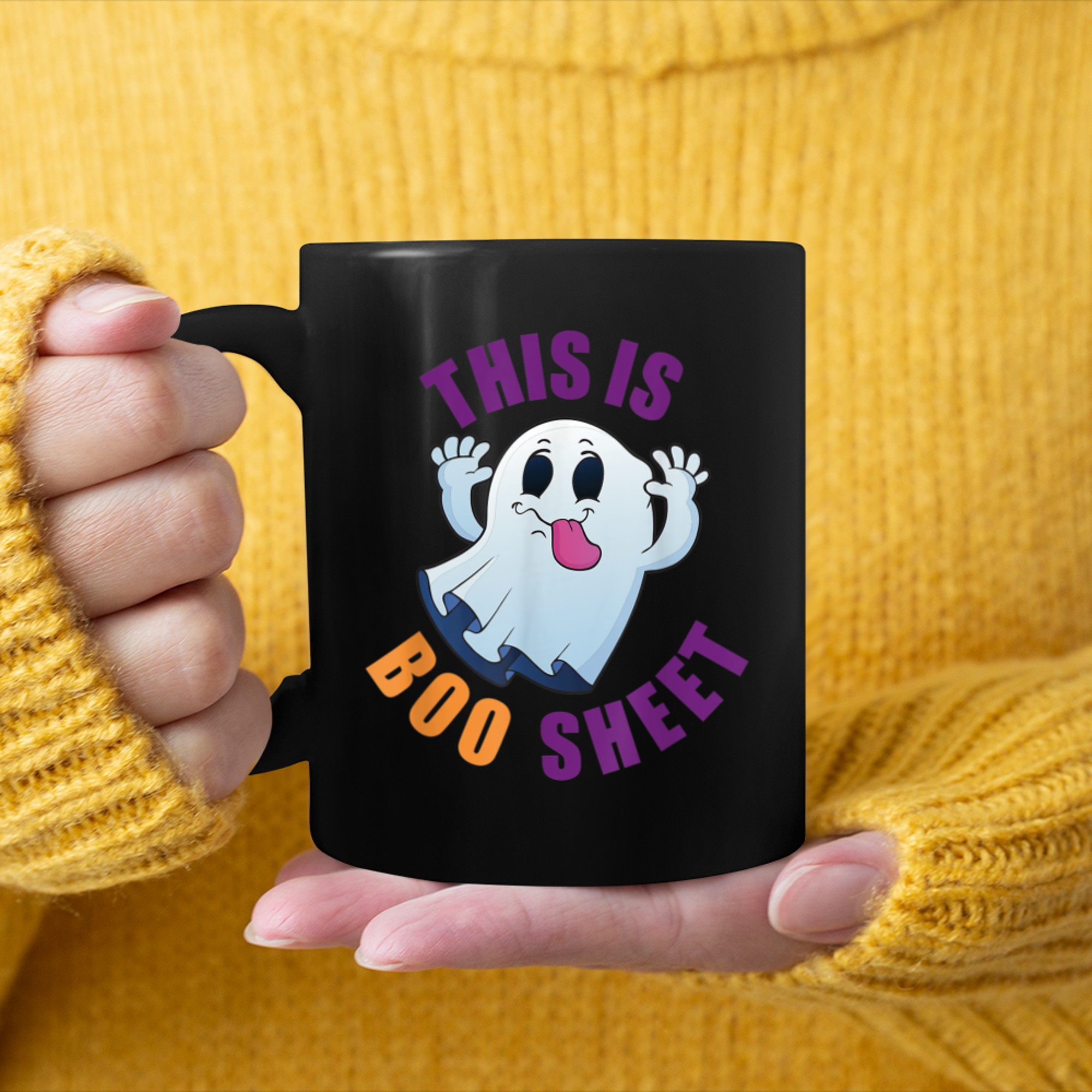 This Is Boo Sheet Halloween Men Women, Ghost Boo Sheet mug black